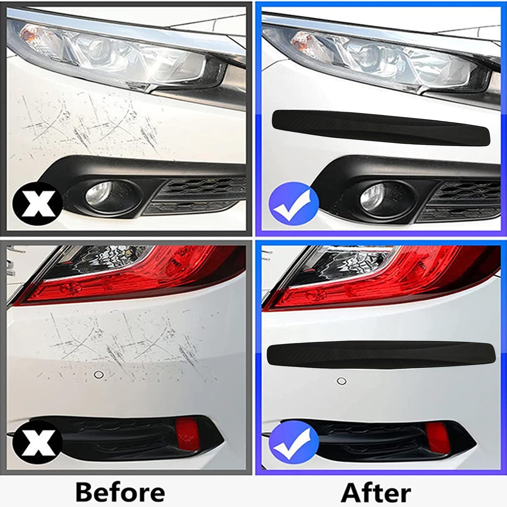 WHIPONE Car Bumper Scratch Guard Compatible for Maruti Wagon R, Strong & Durable Bumper Protector, Universal Fit for All Cars, PVC Material, (Set of 4, Black) - Image 7 thumbnail