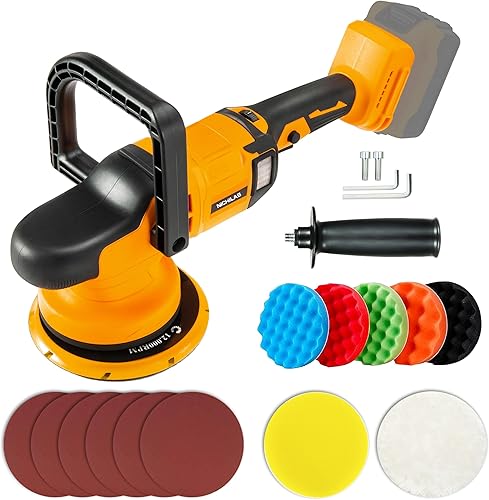 Pulidora orbital para batería Dewalt de 20 V, 6 pulgadas, 5.906 in, sin escobillas, diseño inalámbrico, con 6 velocidades 750-6800 RPM, 13