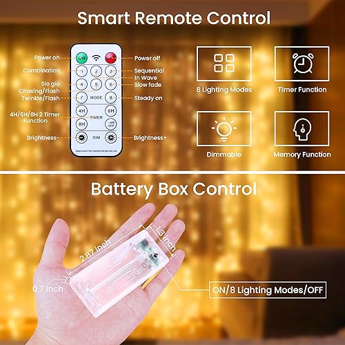 Miniatura 3 de innolife Paquete de 6 tiras de luces LED que funcionan con pilas con control remoto y temporizador, 10 pies, 30 luces LED de alambre de cobre