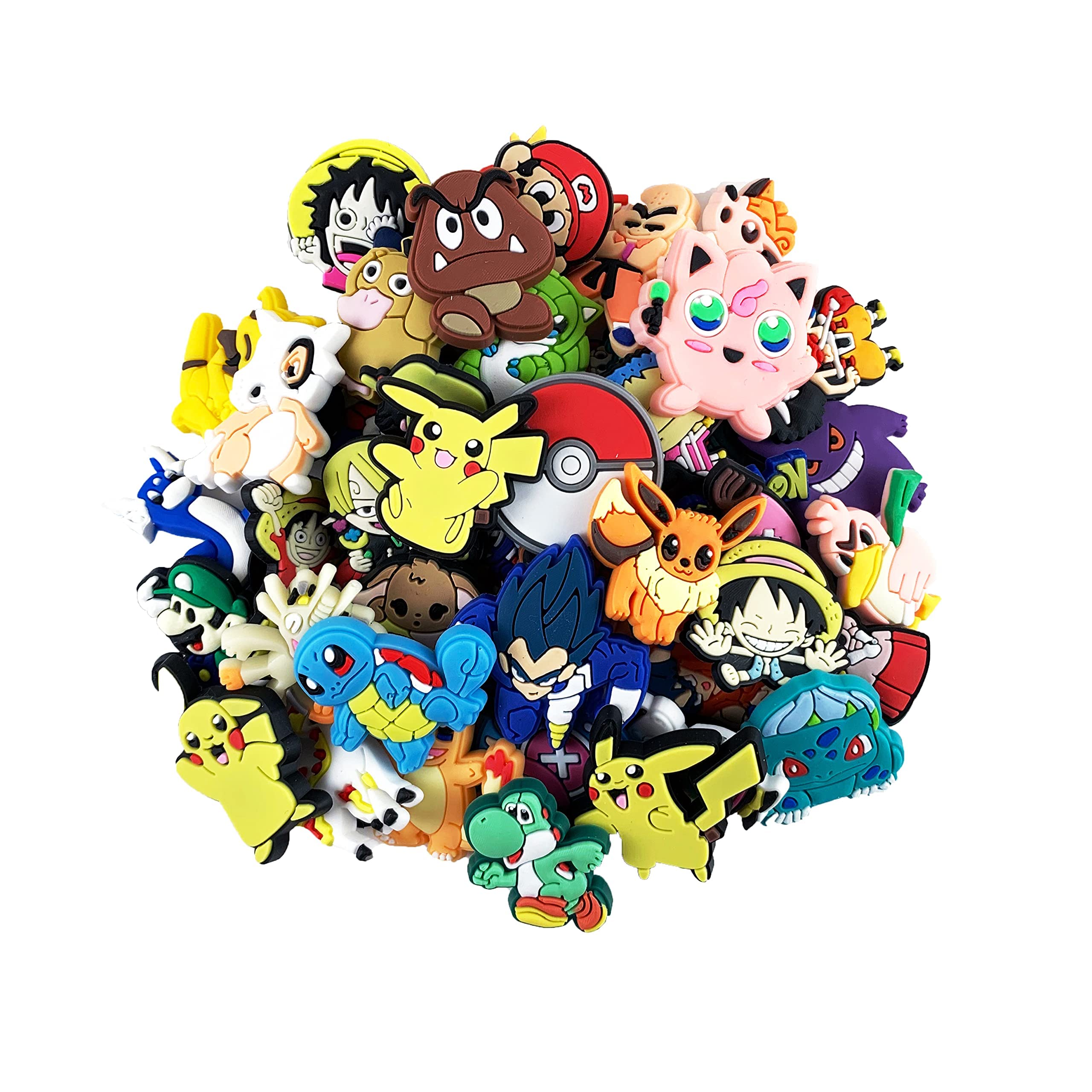 KASTWAVE Shoe Decoration Charms for Crocs, Shoe Charms Pins for Crocs Shoes Sandals Buckle Party Birthday Gift Charms Bracelet Wristband Decorations for Adult Men Women Kids (50 Pcs Random Different)