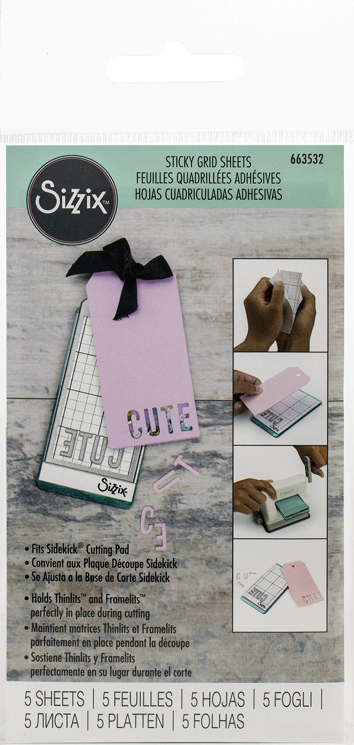 Sizzix Adhesive Sticky Grid Sheets | 2.5" x 4.5" | 5 Sheets | 663532 | Arts & Crafts, Papercraft, Cardmaking, Scrapbooking