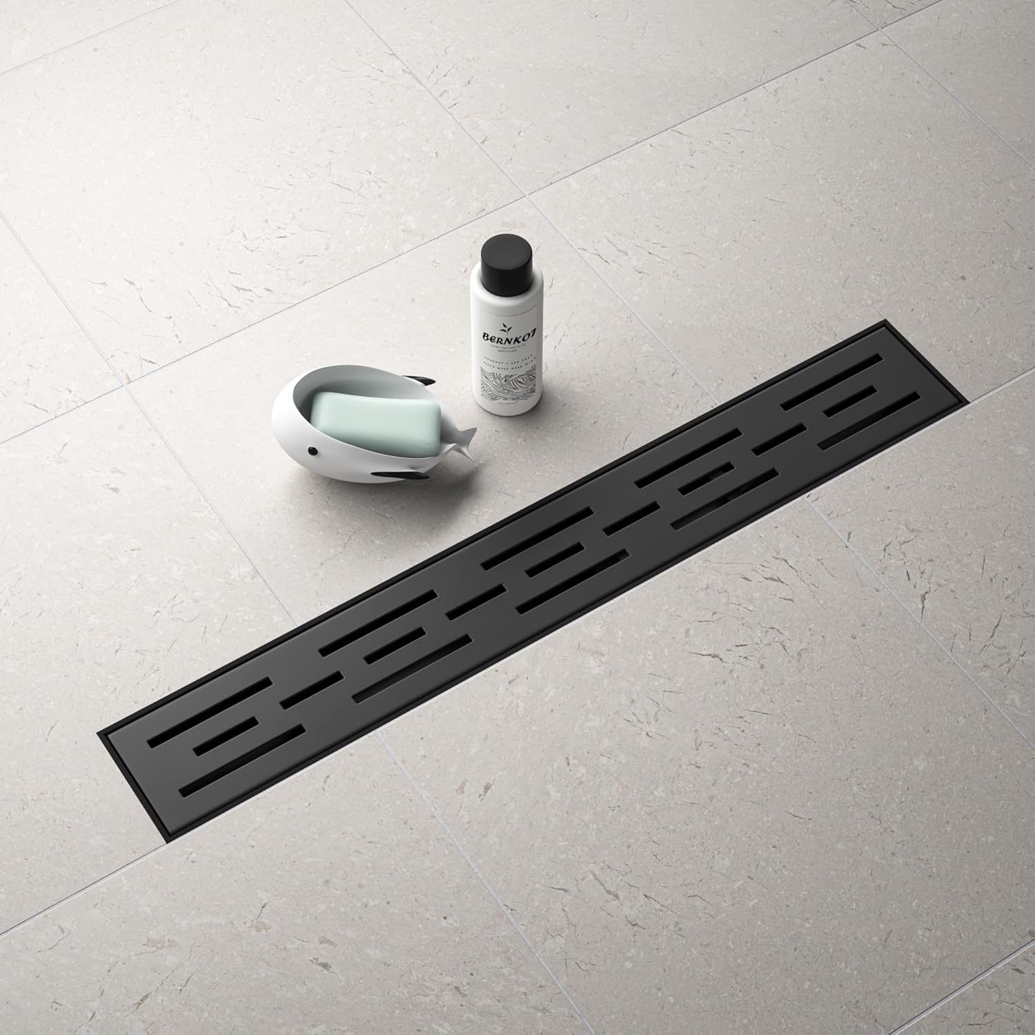 Linear Shower Drain 36" Matte Black 304 Stainless Steel | with Drain Grate| Fast Drainage | Stainless Floor Drain Grate | Hair Strainer | Drain Key | The Upgrade for Your Bathroom