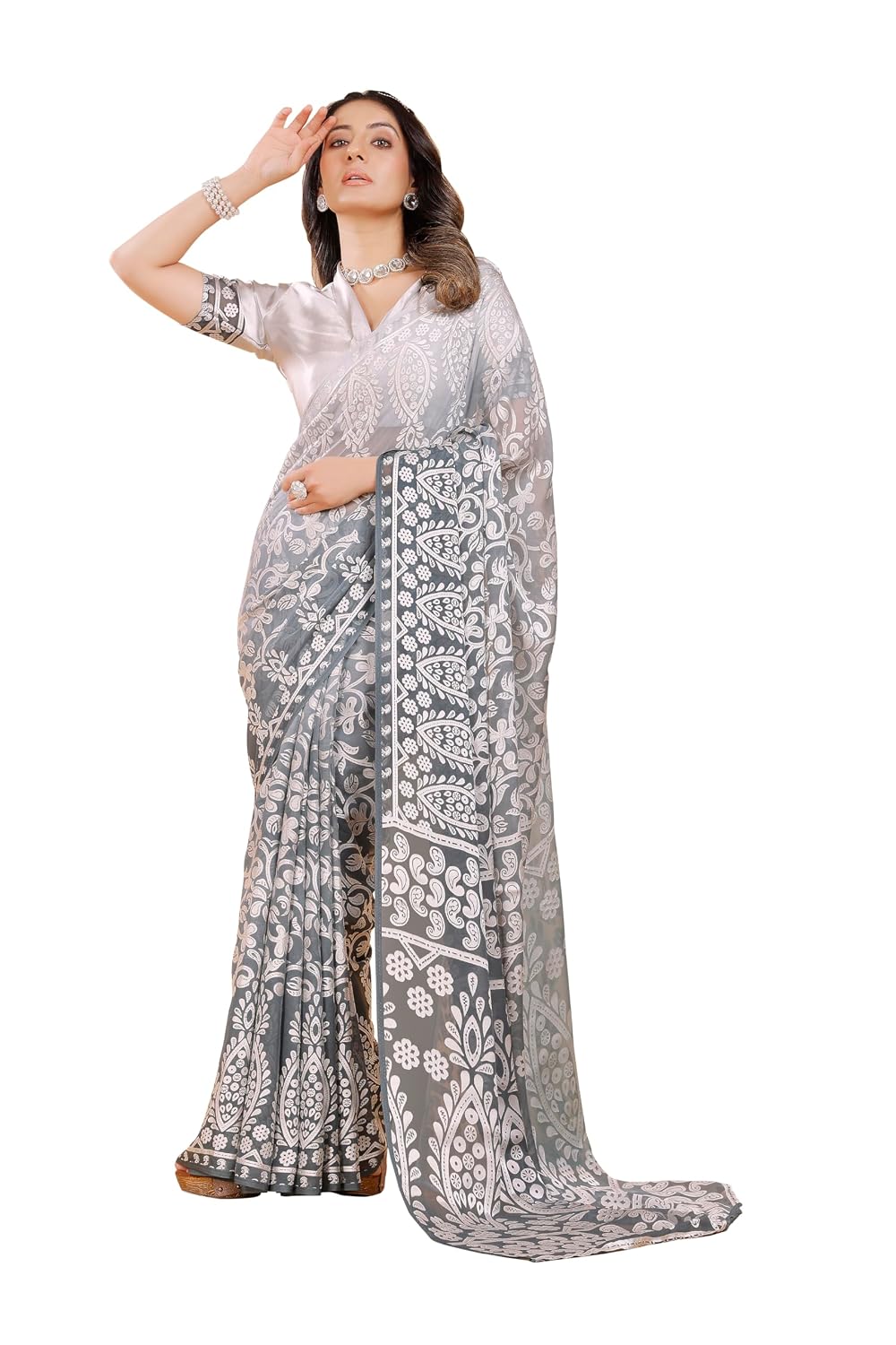Garden Vareli Viscose Brasso Floral Print Saree with Unstitched Blouse Piece - Review, Price and Buying Guide