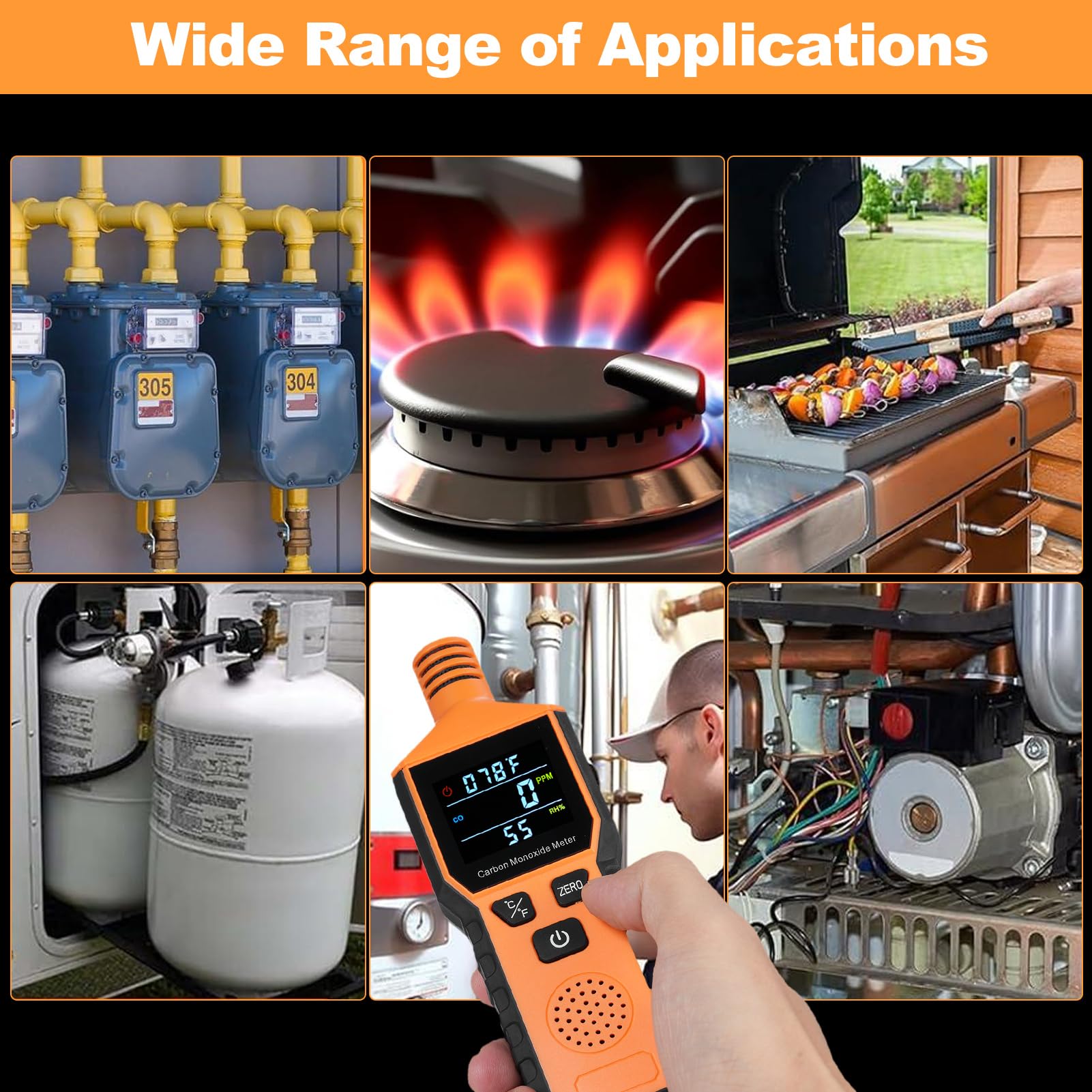 Walmeck Détecteur de Monoxyde de Carbone Portable 3 en 1, Alarme avec Moniteur de Température et d'humidité pour Maison RV