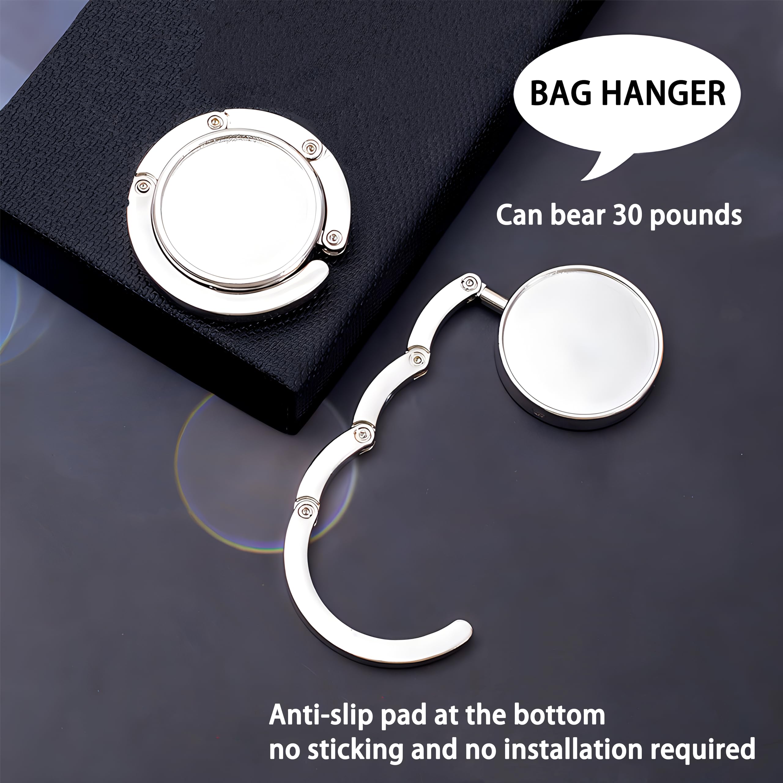 4 Piezas Ganchos de Bolso para Mesa, Gancho para Monedero Plegable para Mesa, Colgador de Bolsas Portátil para Mesa Restaurante Oficina Bars y Cafés