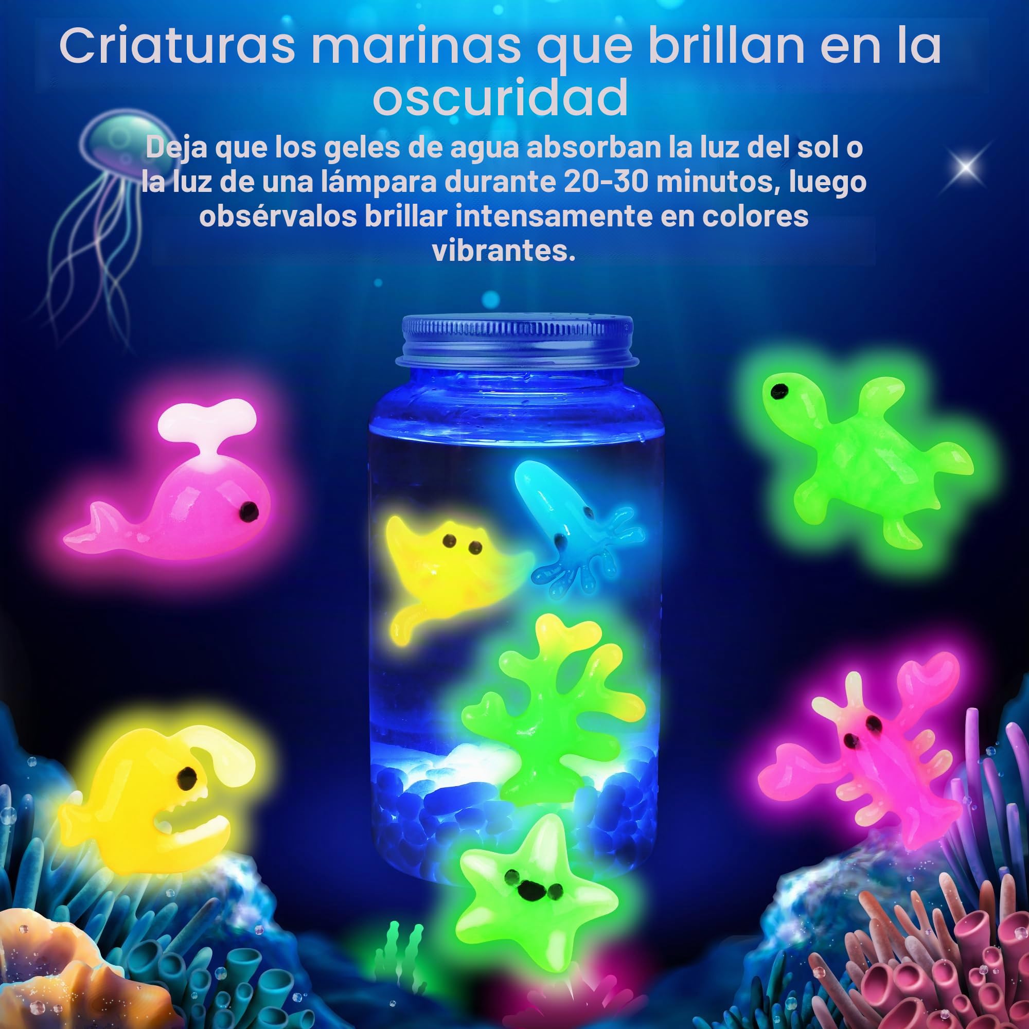 Mocoosy Kit De Elfos De Agua Brillan En La Oscuridad – 20 Geles Y 16 Moldes Para Crear Criaturas Mágicas