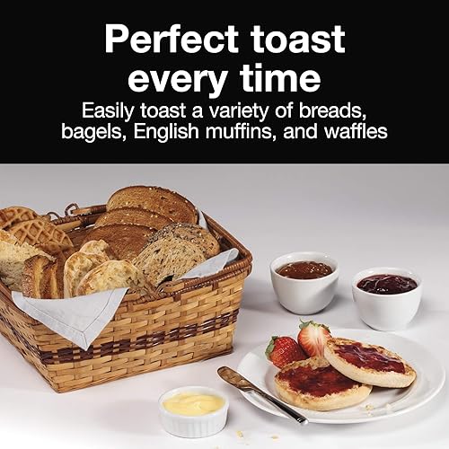 Miniatura 2 de Proctor Silex Tostadora de 2 rebanadas con selector de sombra, refuerzo de tostadas, bandeja de migas deslizable, cierre automático y botón de