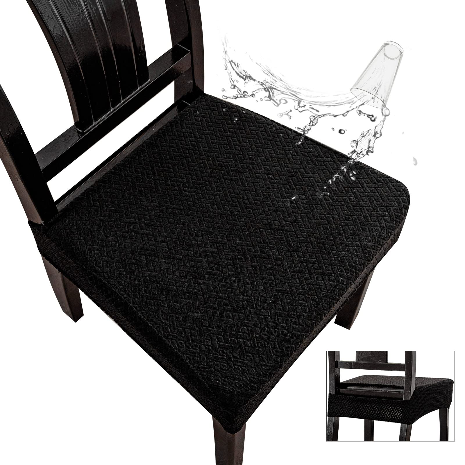 Genina Waterproof Seat Covers for Dining Room Chairs, Rear Gapped