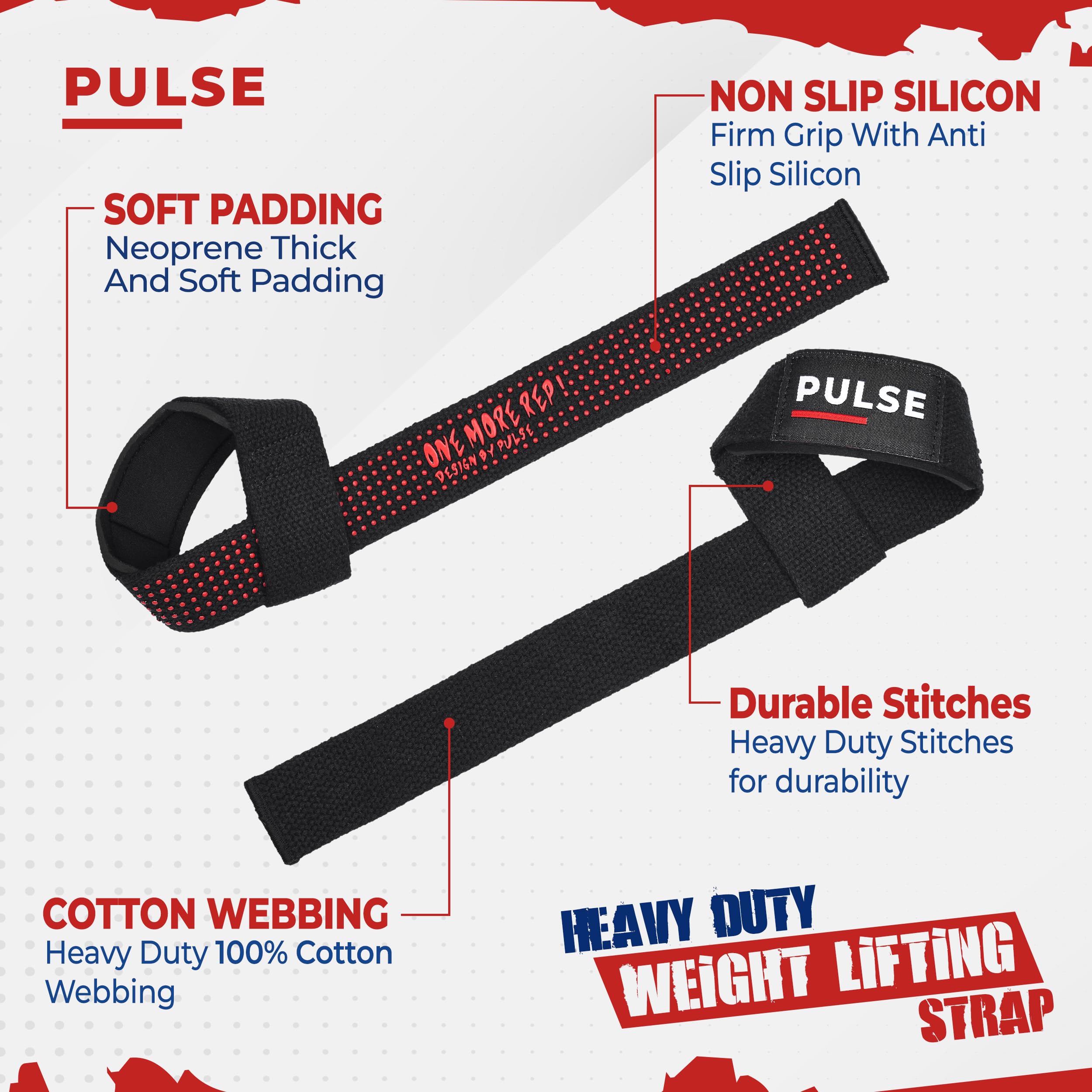 Weight Lifting Straps with Non-Slip Silicon Grip, 21 Inch, 4mm Thick Padding, Ideal Wrist Straps for Powerlifting Deadlifting - Image 2