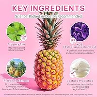 Vista 3 de Gomitas de probióticos femeninos para mujer, 60 unidades, gomitas de probióticos vaginales con olmo resbaladizo, veganas para mujeres, equilibrio