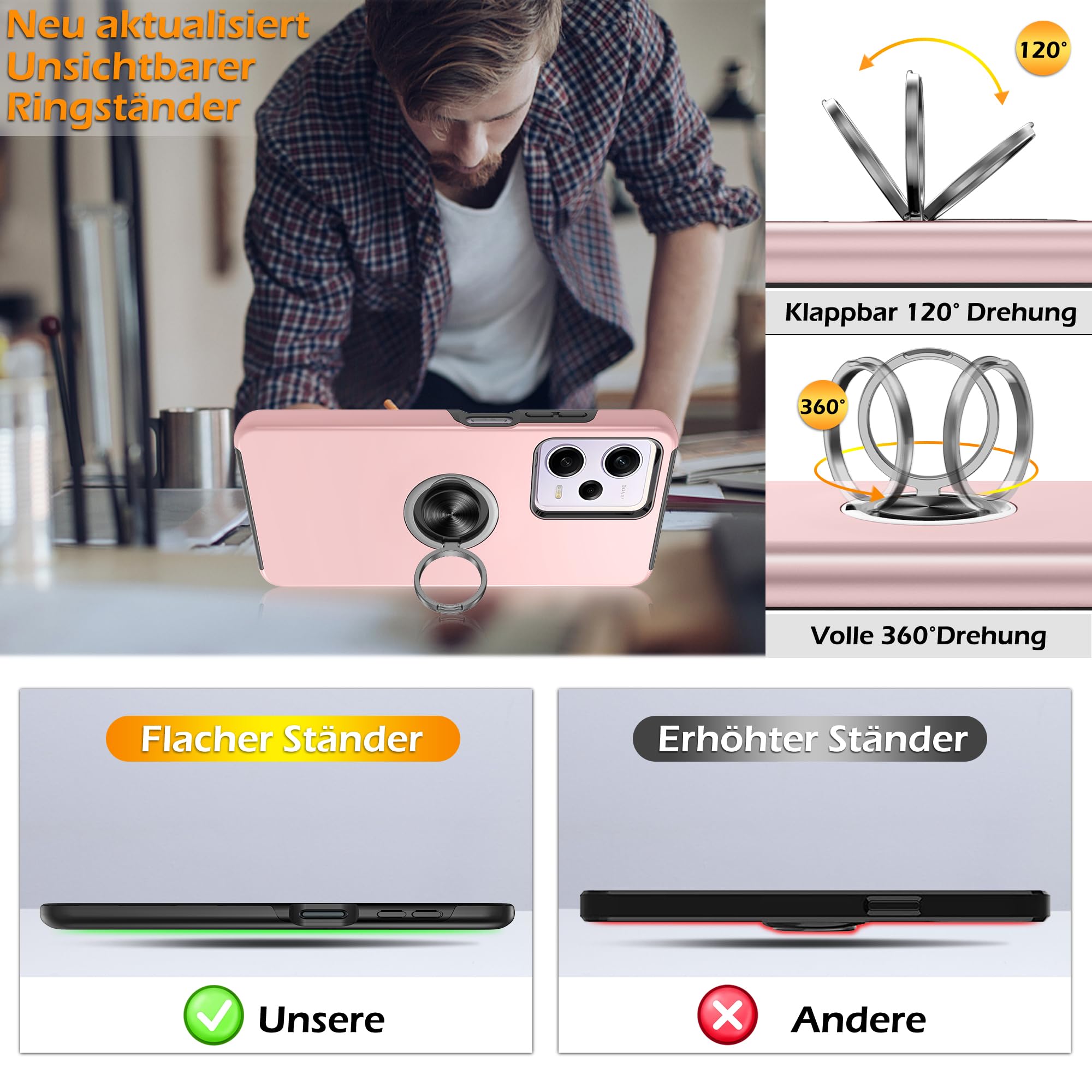 Lanhiem Coque Xiaomi Redmi Note 12 Pro (5G), [IP68 Étanche + Antichoc] 360 Protection Integrale