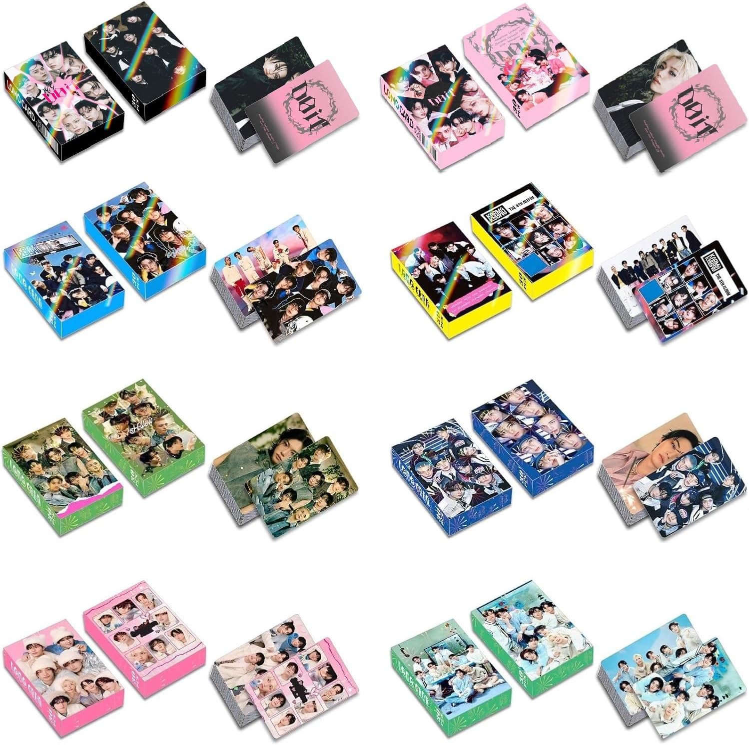 8Pack/240PCS Stray-K Photocards,Stray-K Lomo Cards Greeting Cards for Collection(Pink)