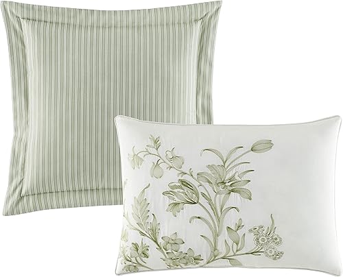 Miniatura 8 de Laura Ashley Inicio - Juego de funda de edredón tamaño Queen, ropa de cama reversible de algodón, incluye fundas a juego con fundas europeas y