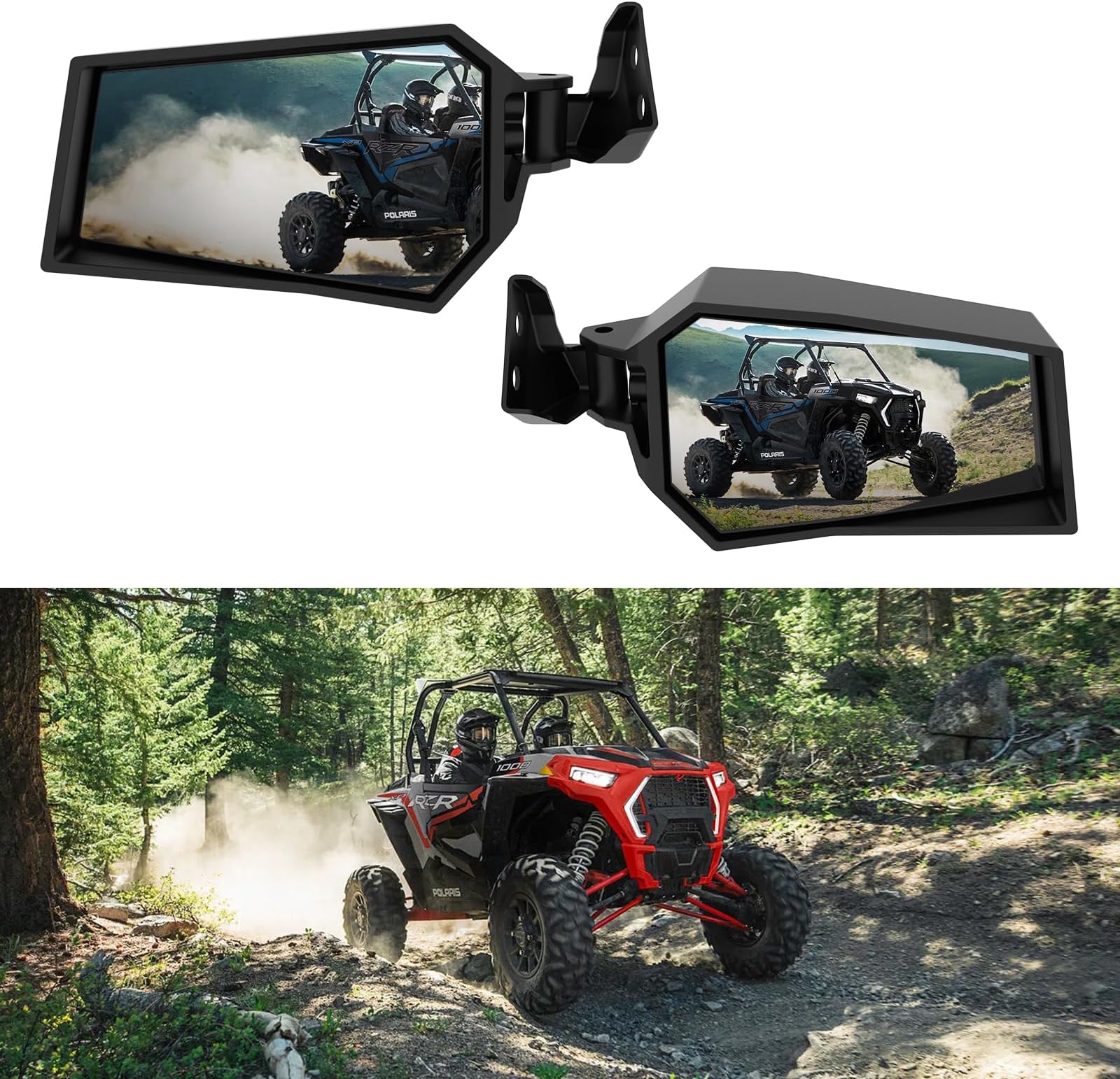 MoGerTor Side Mirrors for Polaris RZR XP 1000, Folding