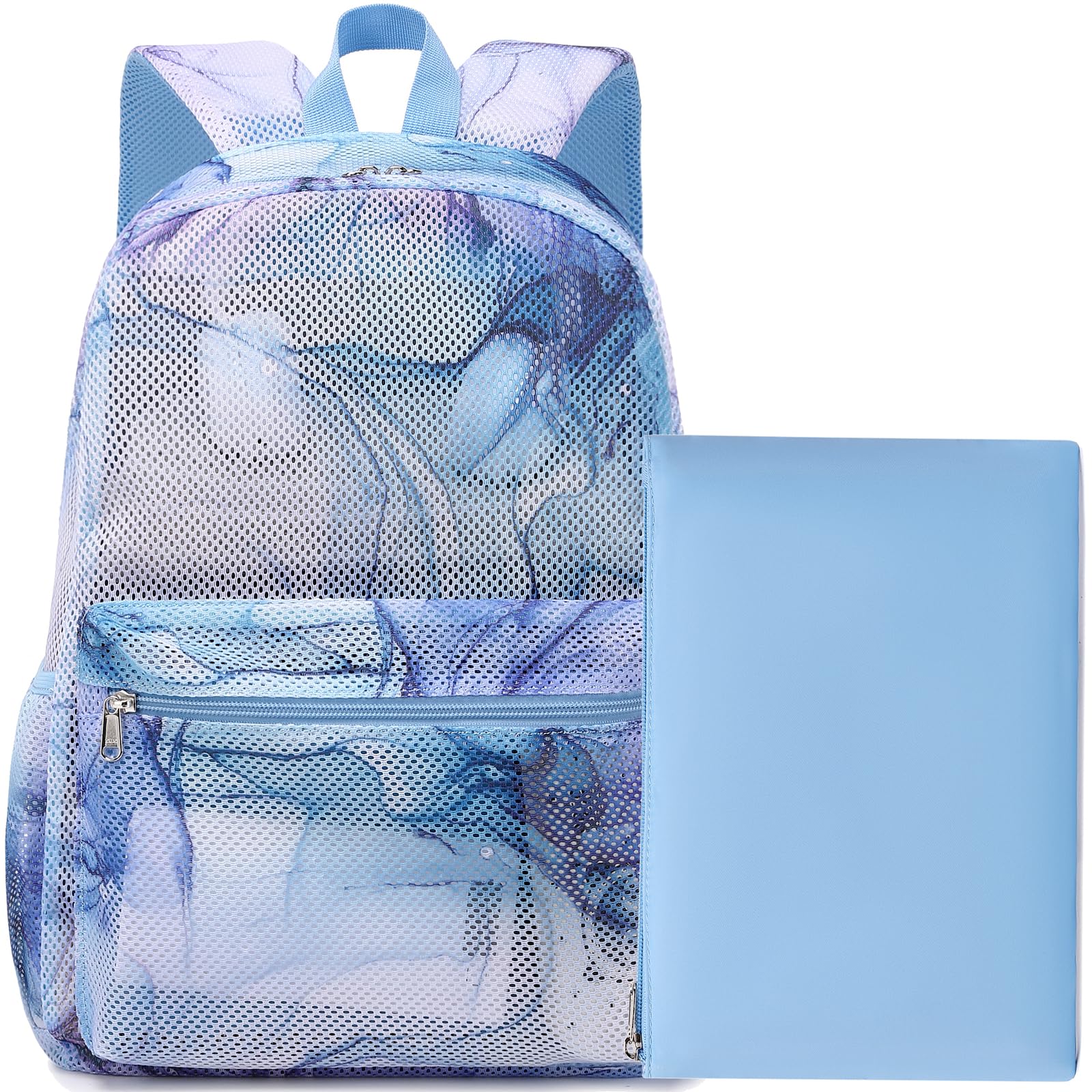 Meisohua School Backpack for Girls Mesh Backpack Semi-Transparent Casual Backpack for Teen Girls Bookbag 2 in 1 Set with Storage Bag