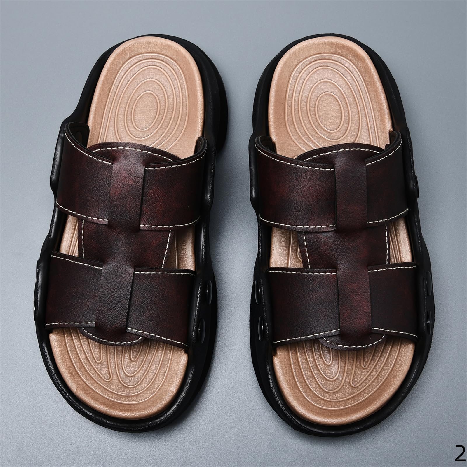 Claquette Hommes Sandales Masculines De Plage pour Pantoufles À Semelle Épaisse D'été Eva Extérieures Non Glissantes-brun-40-41