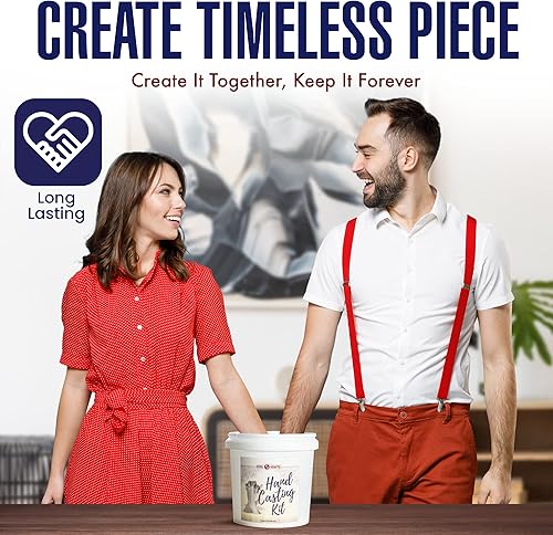 Miniatura 8 de Kit de fundición a mano para parejas, kit de moldeo de estatua de yeso de bricolaje, base de caoba de madera, kit de molde de mano, aniversario para