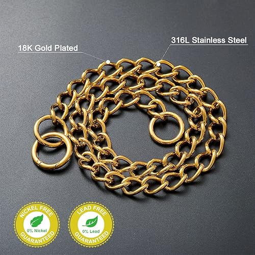 Miniatura 5 de WW Lifetime Collar de cadena de oro para perro collar de perro dorado con cierre de anillo 0591in 0394in 18 quilates collar de cadena de eslabones