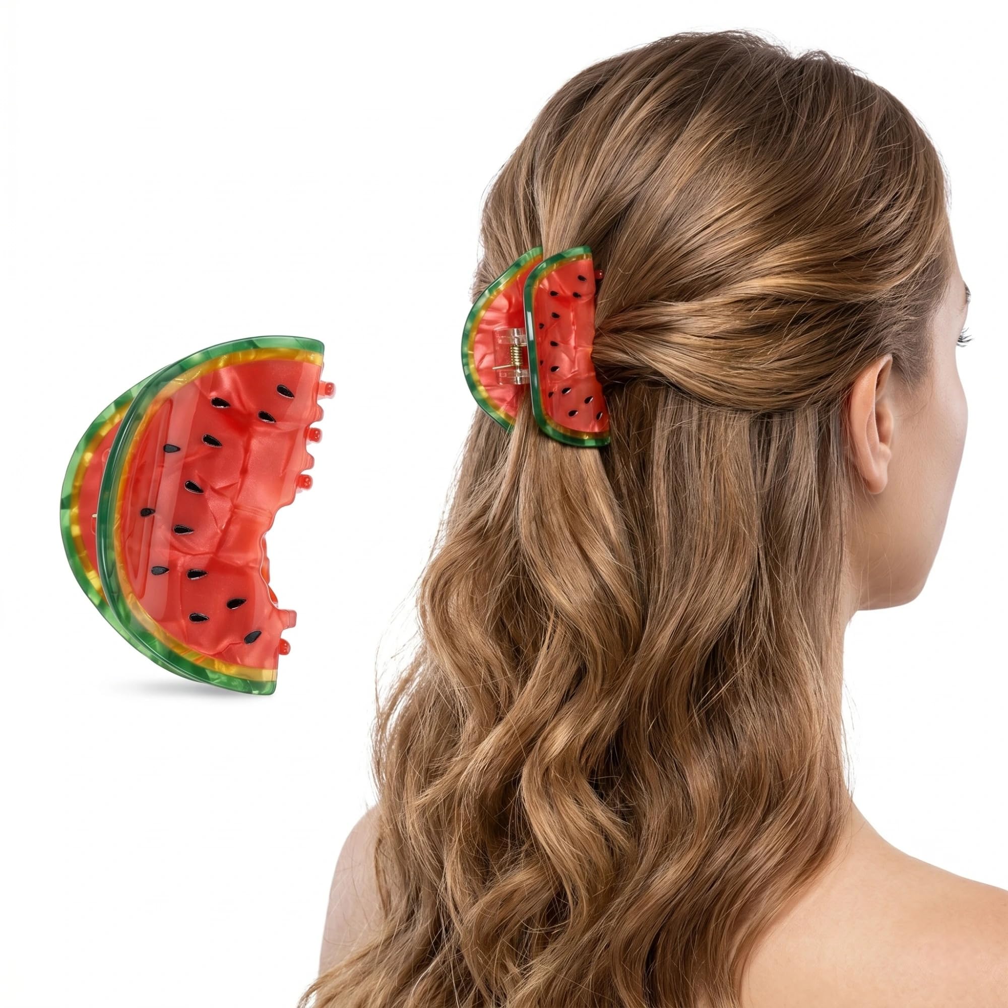 Pince à cheveux pastèque - Acétate de cellulose de qualité supérieure - Maintien robuste et doux pour les cheveux