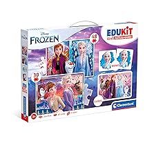Clementoni Edukit 4 in 1-Disney Frozen-Set di Giochi 30 48 Pezzi, Memo e 6 Cubi, Educativo 4 Anni, Gioco Memory, Puzzle Bambini-Made in Italy, Colore Multilingua, 18292
