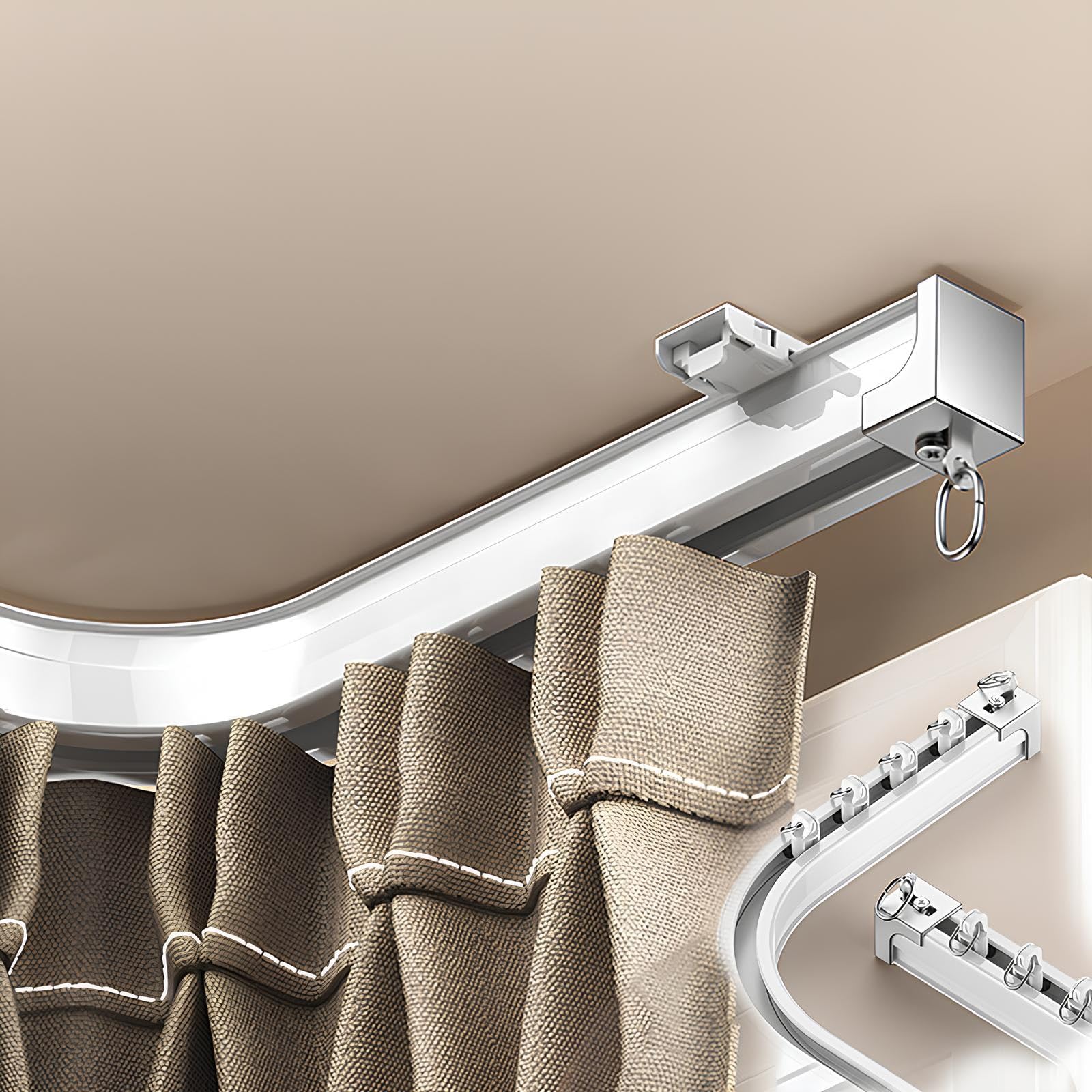 Generisch Flexible Deckenvorhangschiene – biegbare Gardinenstange aus Aluminium – Raumteiler-Gardinenschienen – (70–600 cm) – für Privatsphäre in offenen Räumen(White Ceiling,250cm(2 * 125cm))