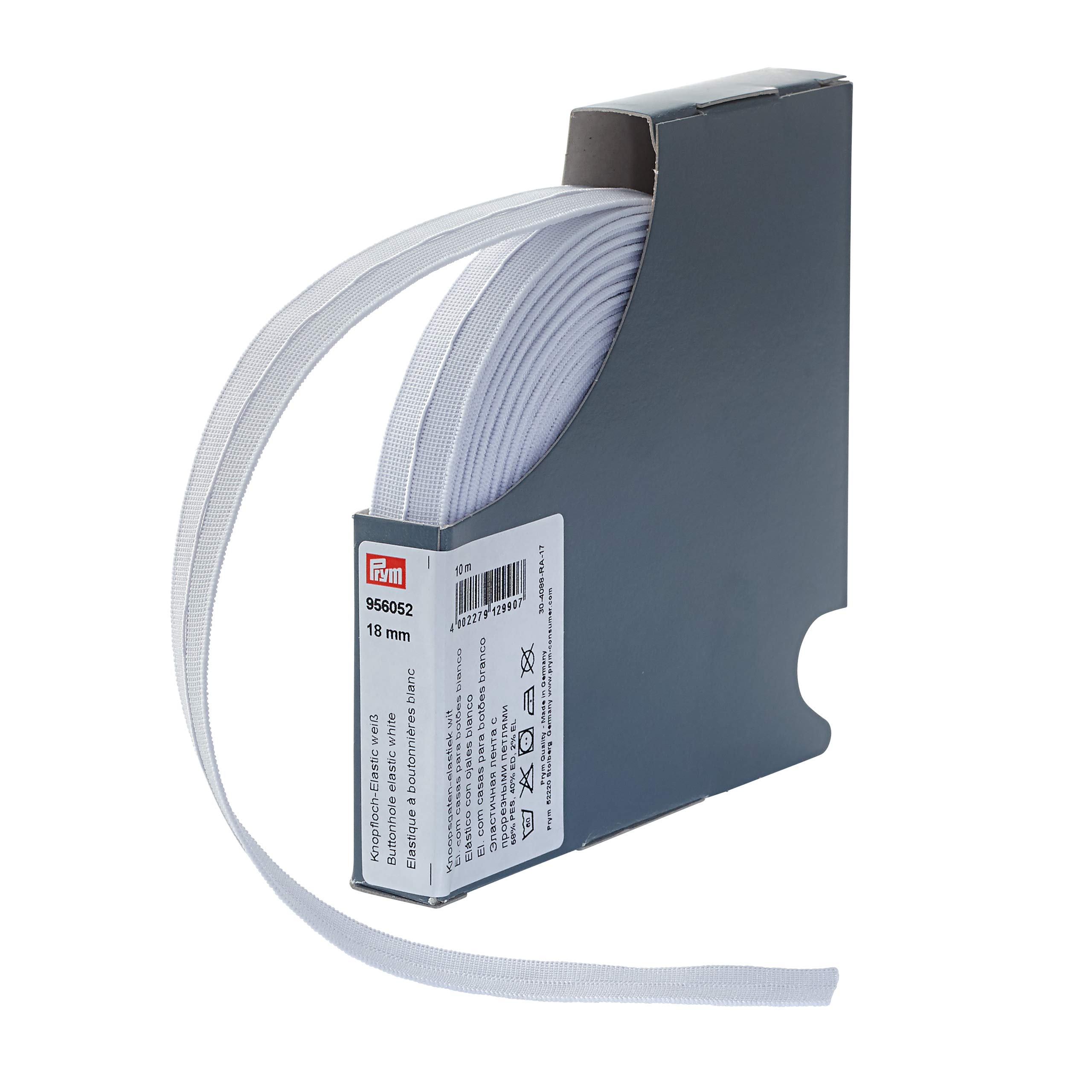 Prym - Prym Woven Buttonhole White (18mm, 10m) Elastic - 1 Unit
