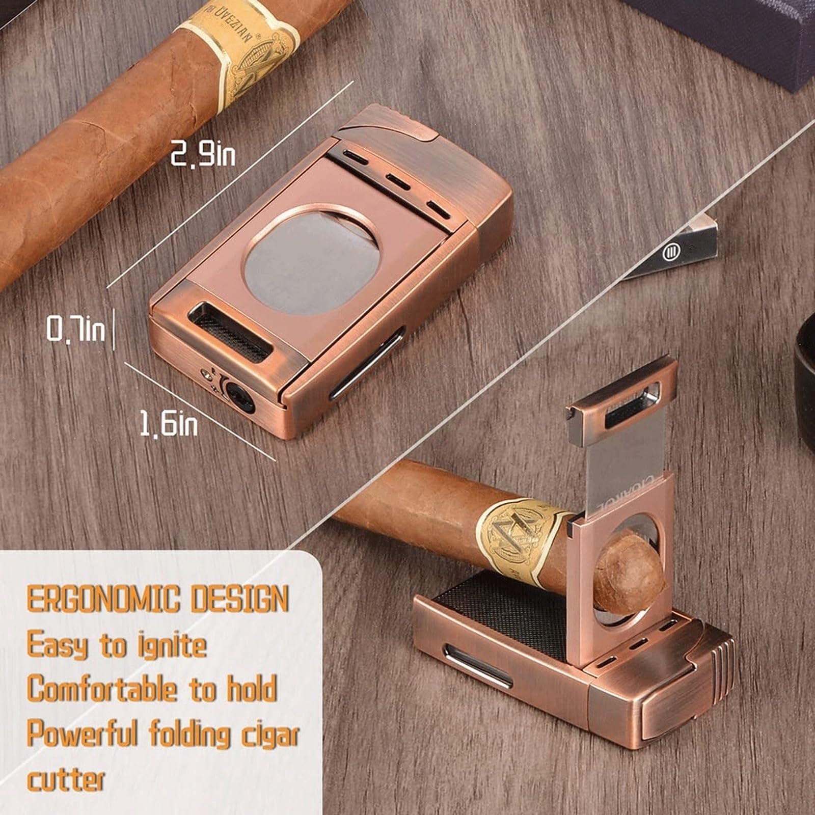 Encendedor de metal con doble llama, recargable, portátil, resistente al viento, perfecto para camping, barbacoa y necesidades de supervivencia