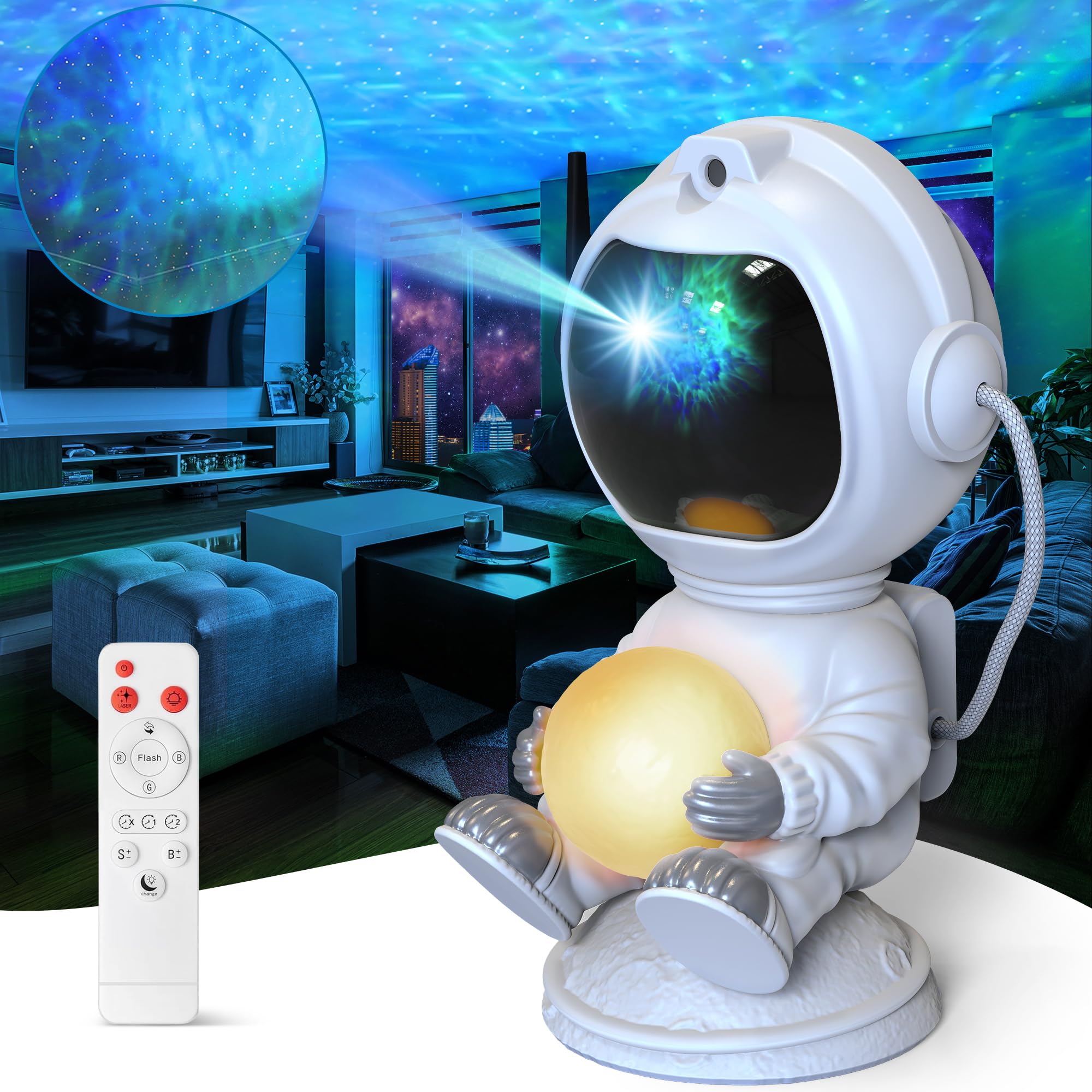 GOUFUC Astronaut Galaxy Projector Upgrade Star Nebula Projector with Moon Lamp Remote 360°Adjustable Timer Night Light for Kids Bedroom Gifts for Christmas Birthdays Valentine's Day