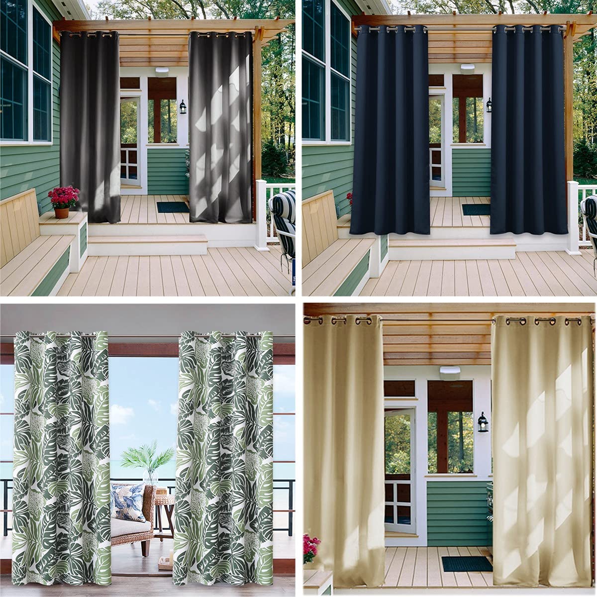 Rideau Extérieur pour Terrasse Pergola, Rideau Occultants avec Oeillet, Imperméables Rideaux Occultants Protection Anti-UV avec Oeillet, 1 Panneau Rideaux D'extérieur Silver Gray-500×270 cm