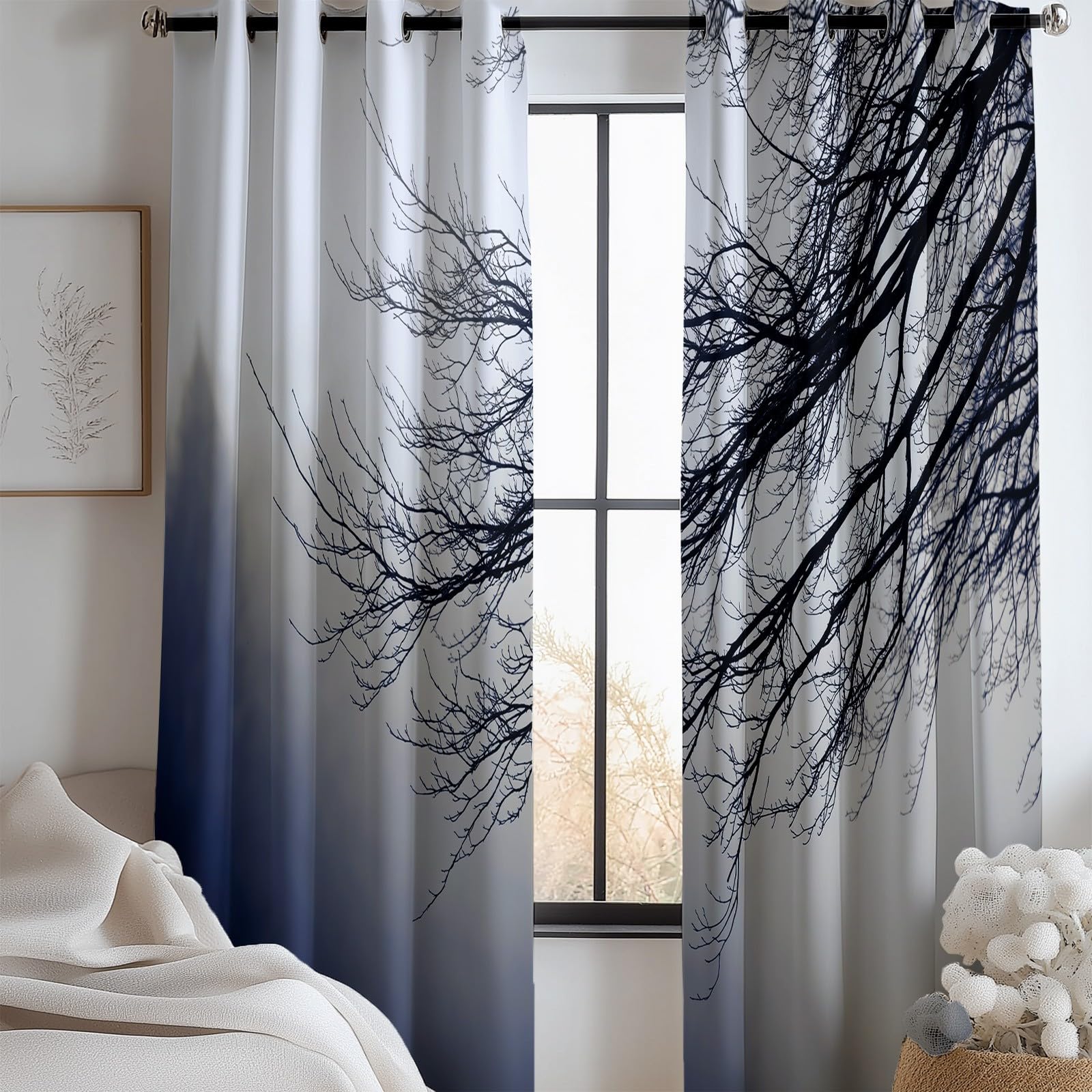 Rideaux occultants branches d'arbres pour salon et chambre