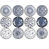 ZENFUN 12 Pcs Soy Sauce Dishes, Tiny Bowls, 3 oz Dipping Bowls for Condiment Sushi, Elegant Mini Bowl for Side Dish, Ketchup, Appetizer Plates, Ceramic, Blue and White