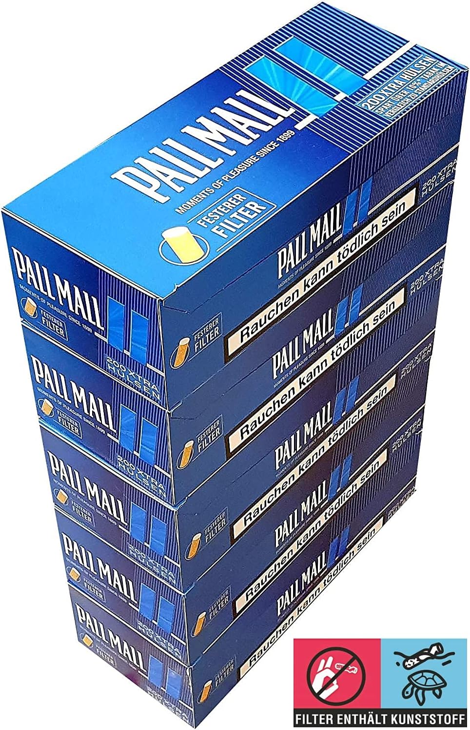 Pall Mall Blue XTRA Sleeves, Total length 84 mm, Filter length 25 mm, Plug length 59 mm
