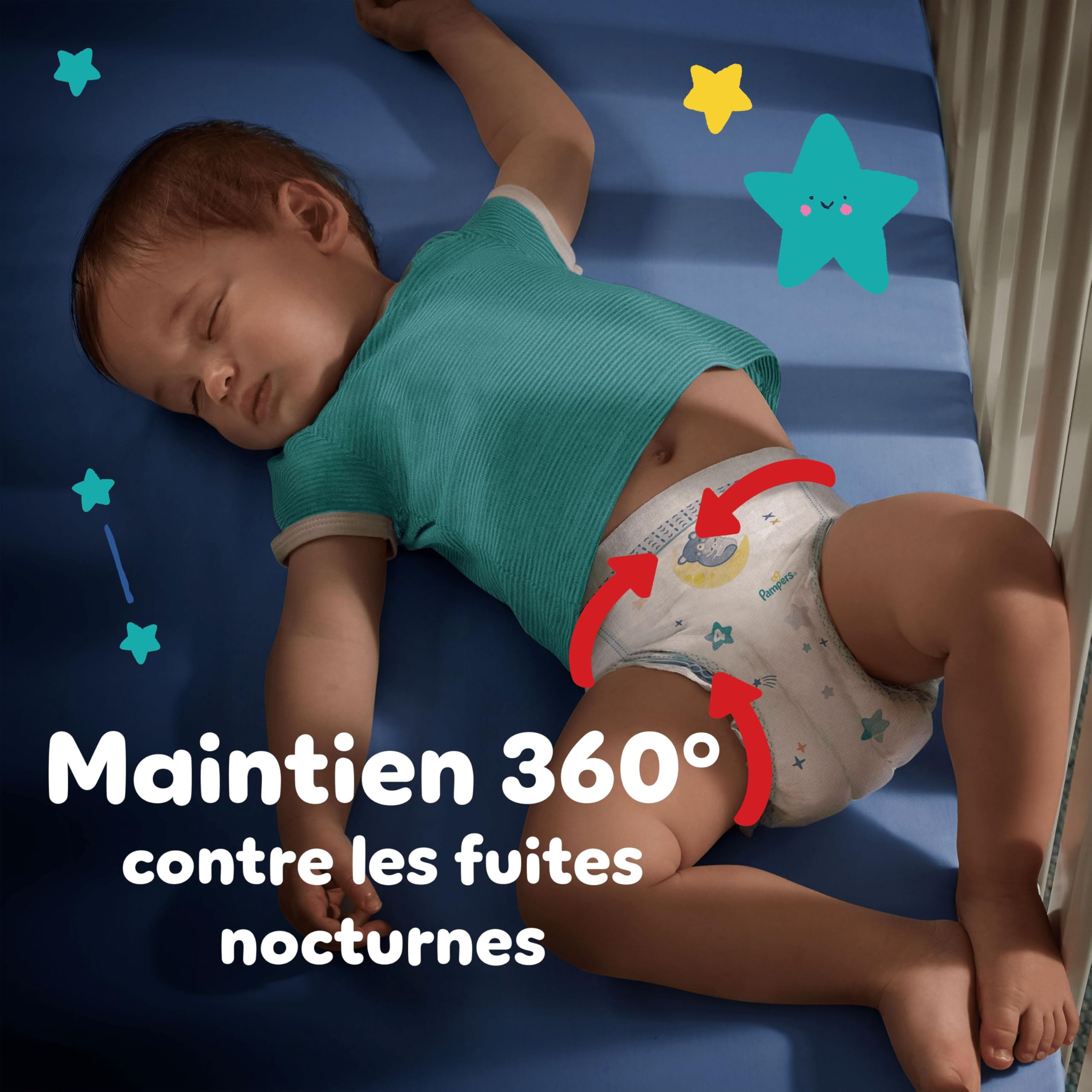 Pampers Night Pants, Taille 5, 160 Couches-Culottes, 11-17kg, Maintien 360° Contre Les Fuites Avec Un Cœur Super Absorbant Pour Une Protection Renforcée Toute La Nuit, Pack 1 Mois