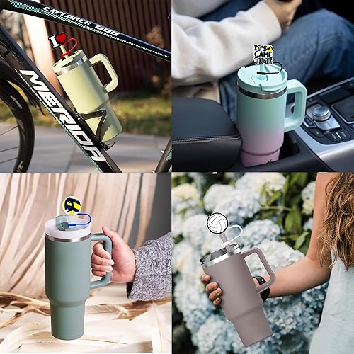 Miniatura 3 de 18 fundas para pajilla, fundas de silicona de 0.394 pulgadas, cubiertas para popotes para vasos, reutilizables, a prueba de polvo, para beber