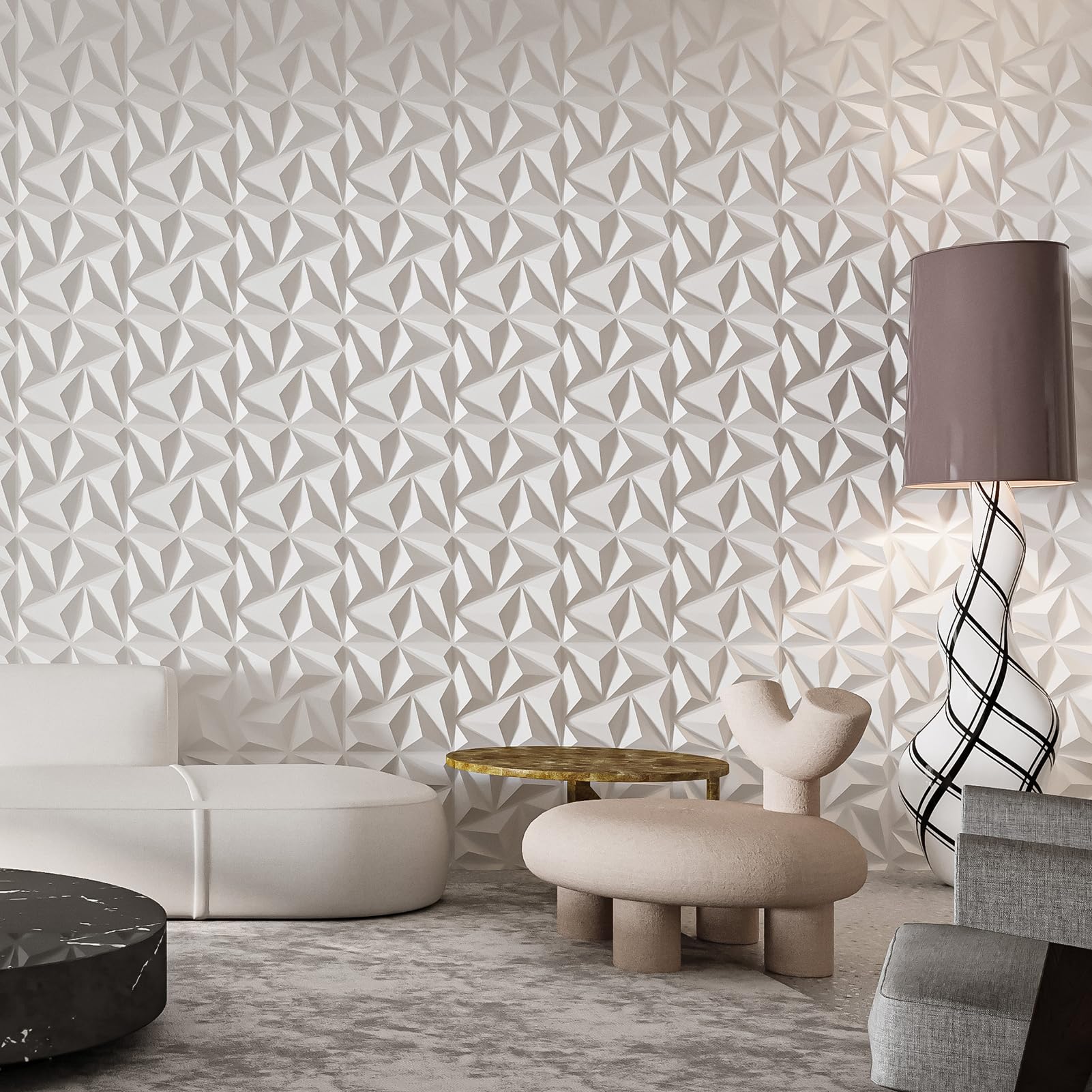 Art3d Lot de 20 panneaux muraux décoratifs 3D PVC 1,8 m² 30 x 30 cm Blanc