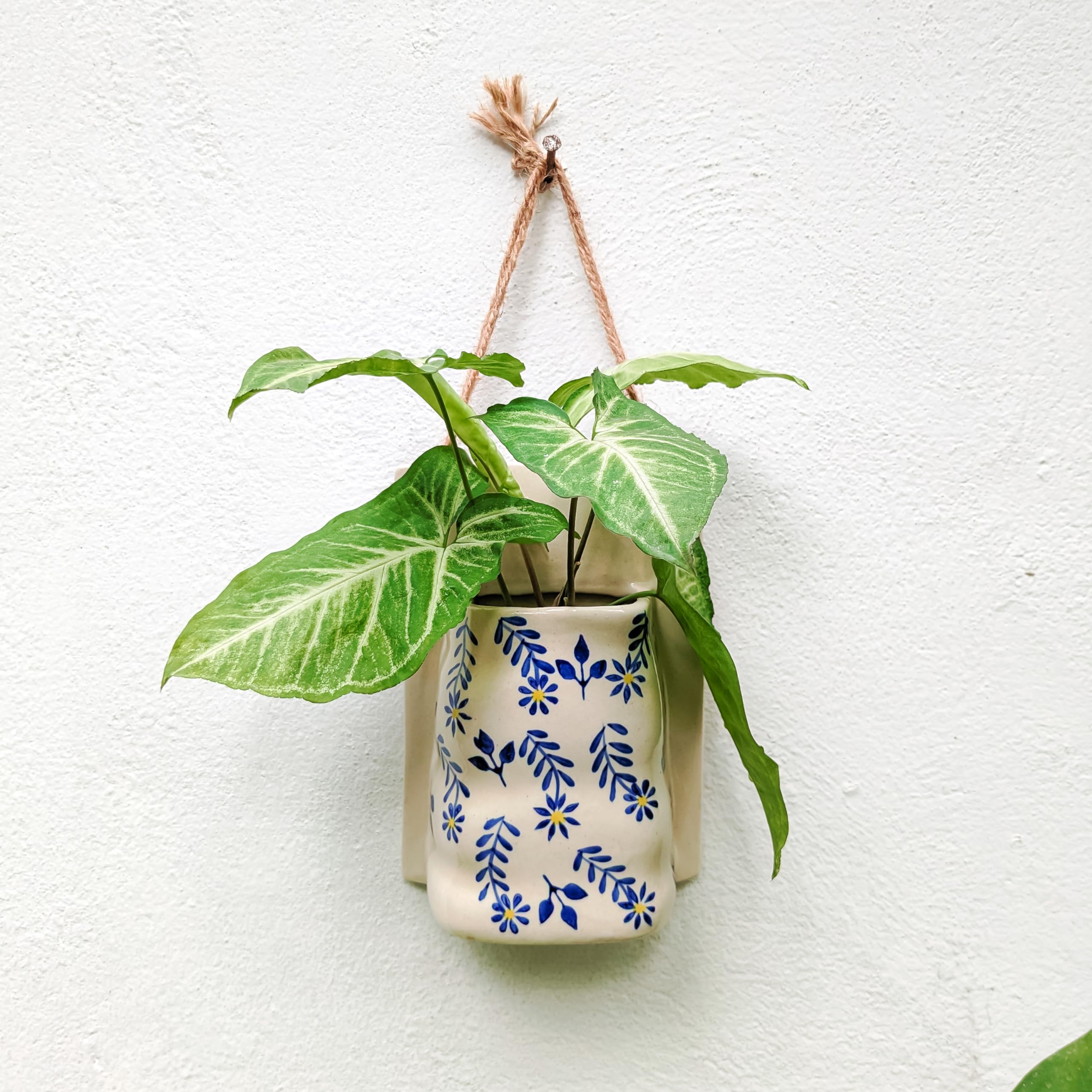 QSHI Studio Ceramic Wall Planter - Indigo | Hand-Painted Ceramic Wall Planter for Home Decoration | Decorative Wall Planter Pots for Balcony and Living Room (B0CP85NB9D) Amazon Price History, Amazon Price Tracker