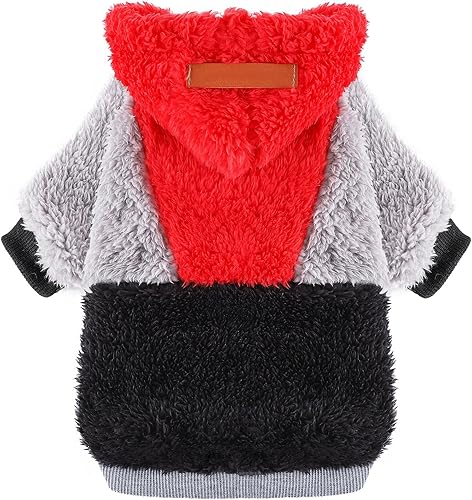 Sebaoyu Suéteres para perros pequeños, ropa con capucha de forro polar para perro, suéter de invierno lindo y cálido a cuadros de leopardo y