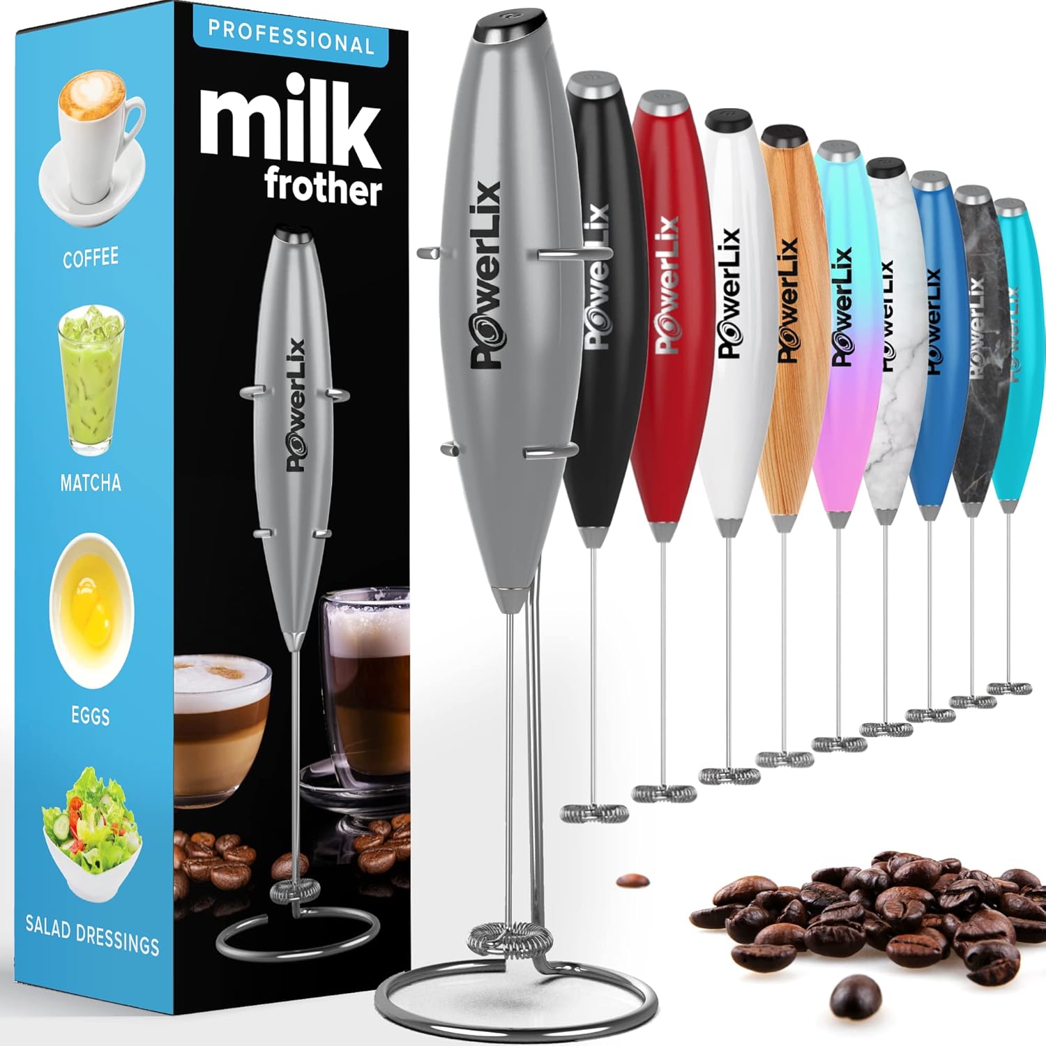 PowerLix Milk Frother Handheld Whisk Electric Milk Frother Foamer