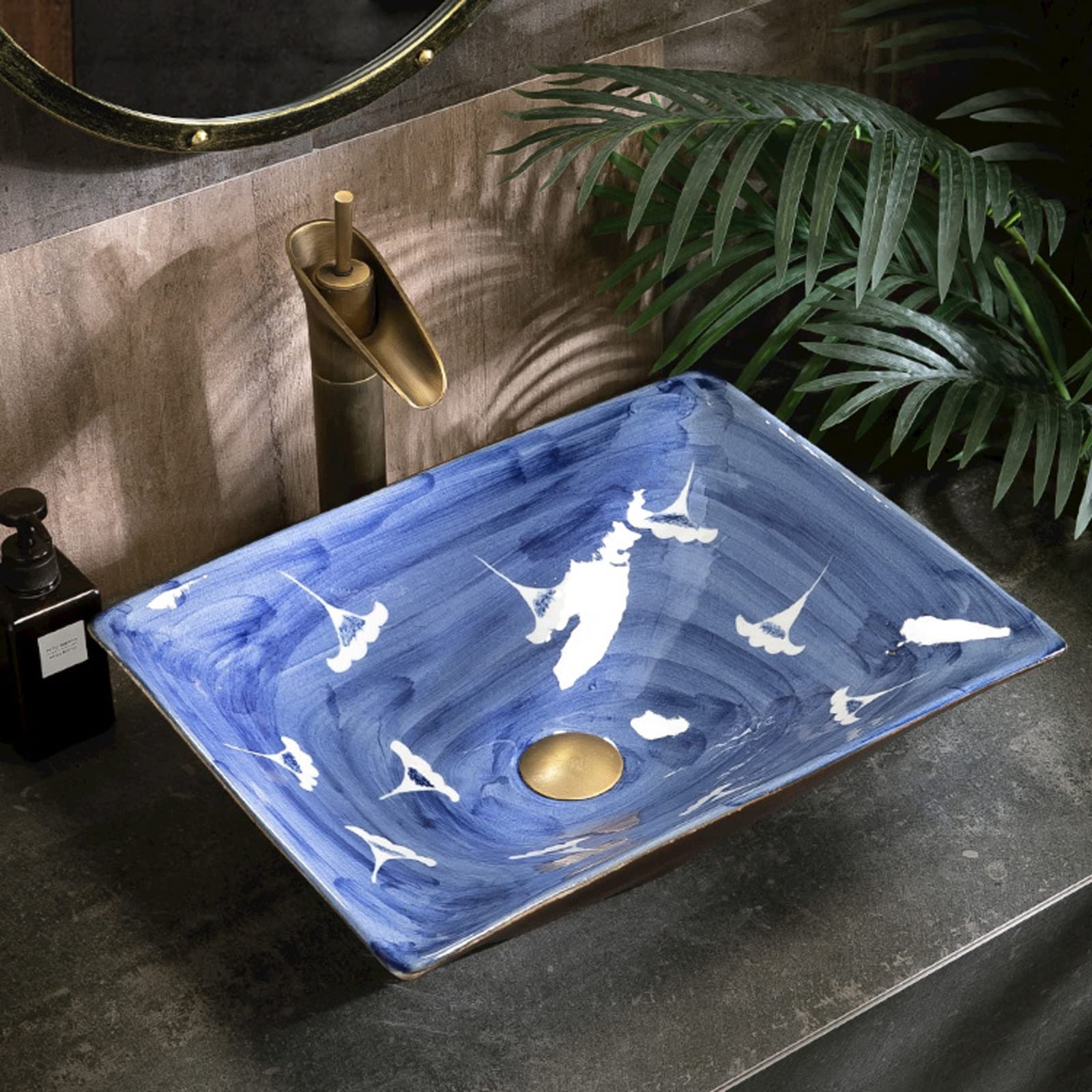 Umywalka Nablatowa, Umywalka Ceramiczna, Umywalka Nablatowa, Umywalka Nablatowa, Umywalka Nablatowa, Niebieskie Prostokątne Umywalki Nablatowe Do Łazienek, Tylko 1 Umywal