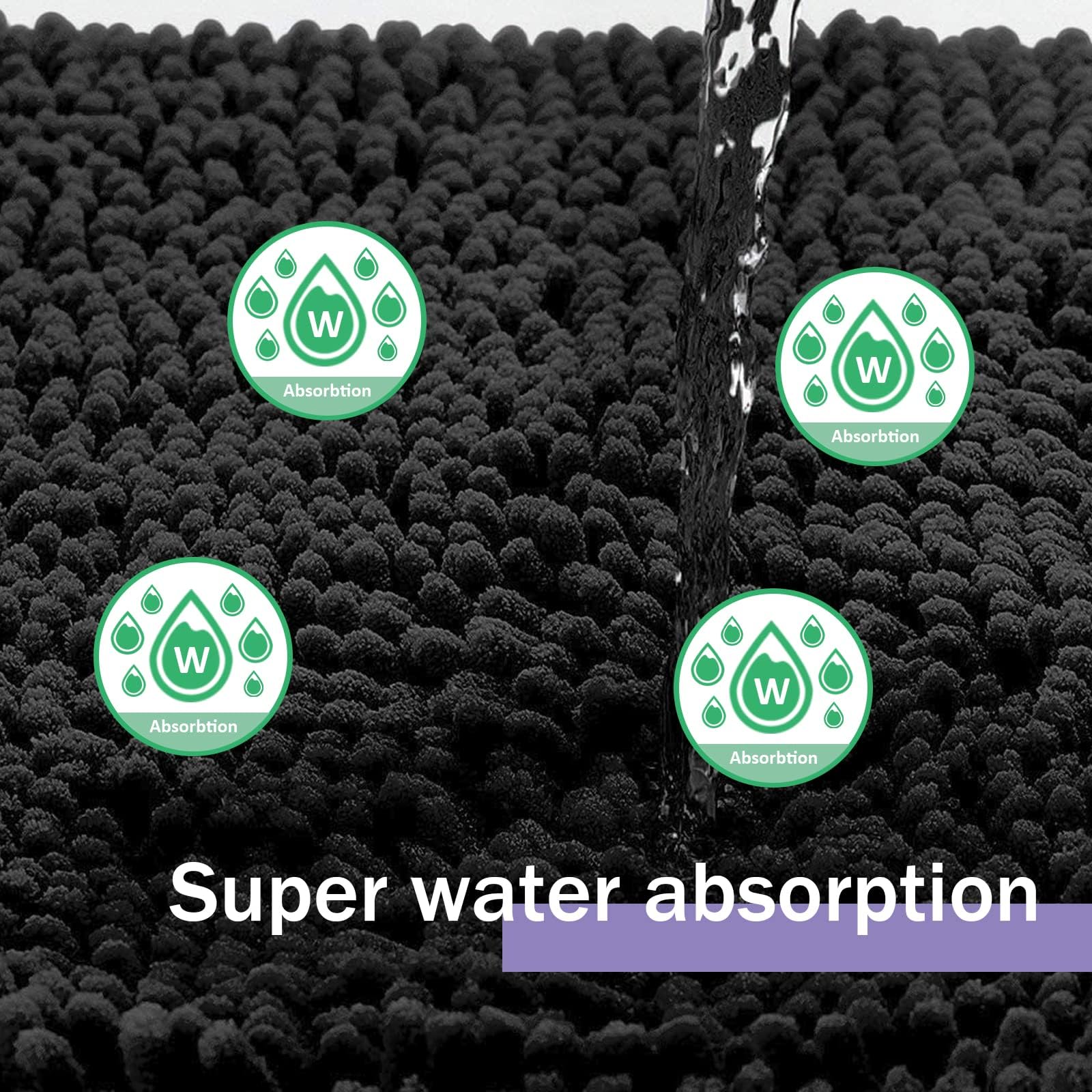 MEGAROOM Non Slip Chenille Bath Mat Sets 3 Pieces, Soft and Anti Mould Bath Mats for Safety and Comfort - Image 3