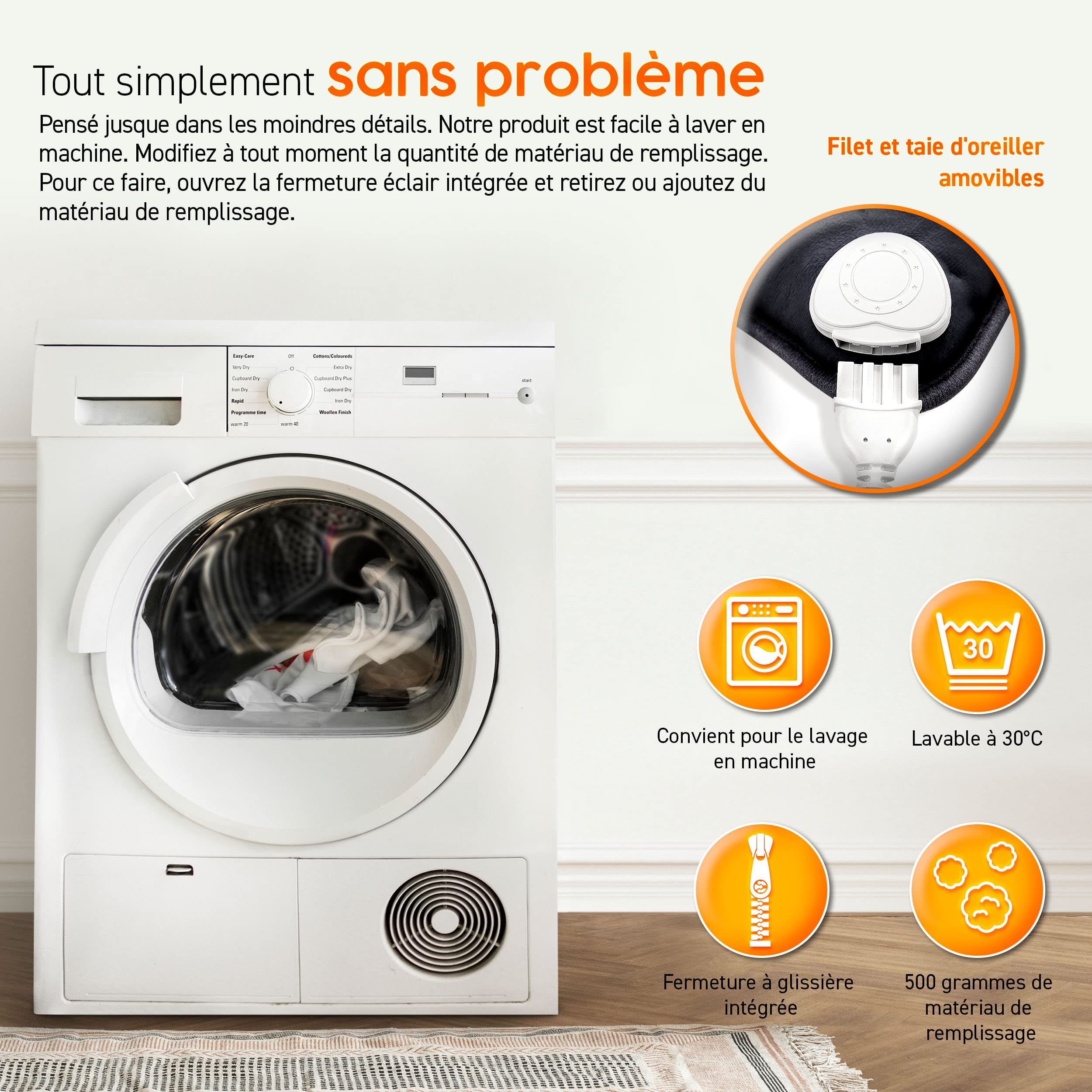 sinnlein Coussin Chauffante avec Rembourrage 100W | Coussin Thermique Electrique | Contre le Mal de Dos, Epaule et Nuque |3 Niveaux de Température et Arrêt Automatique (Beige)