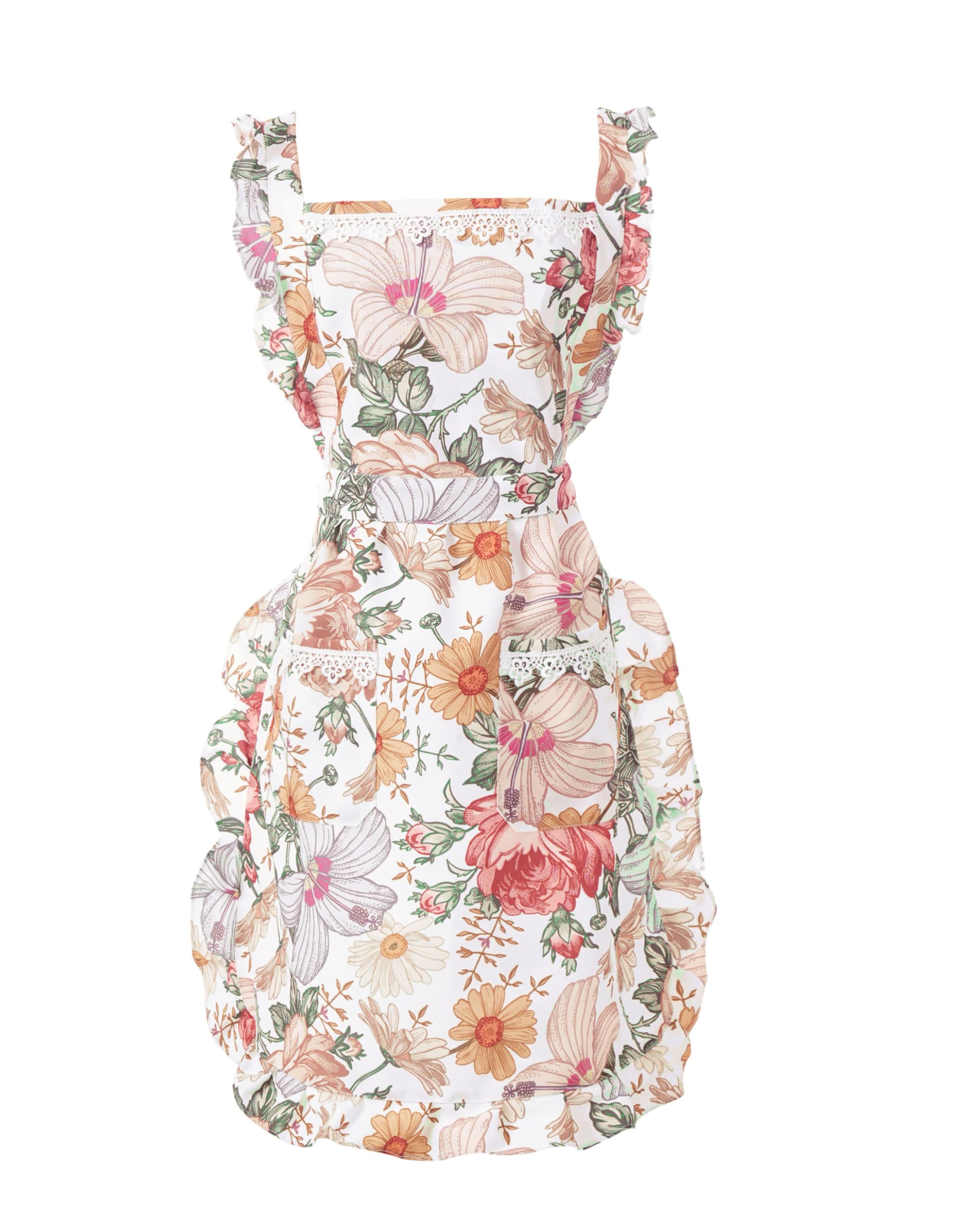 Funny Floral Apron in Green/Leaf