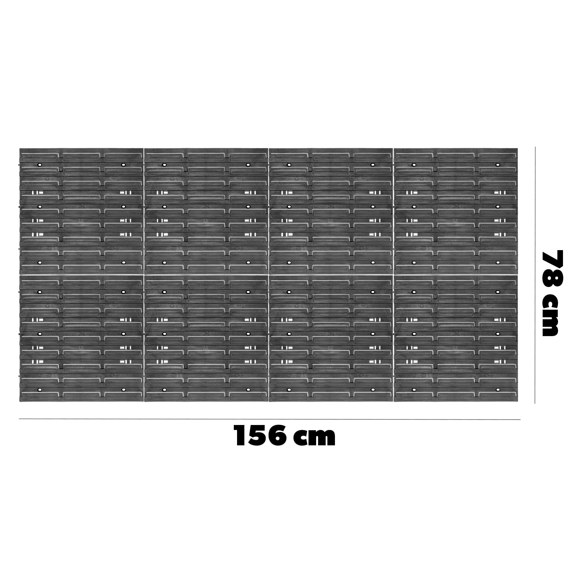 KADAX Pared de herramientas, sistema de almacenamiento de plástico PP, estantería de pared en diferentes tamaños, estantería de pared de taller con cajas de almacenamiento y soportes (156x78 cm)