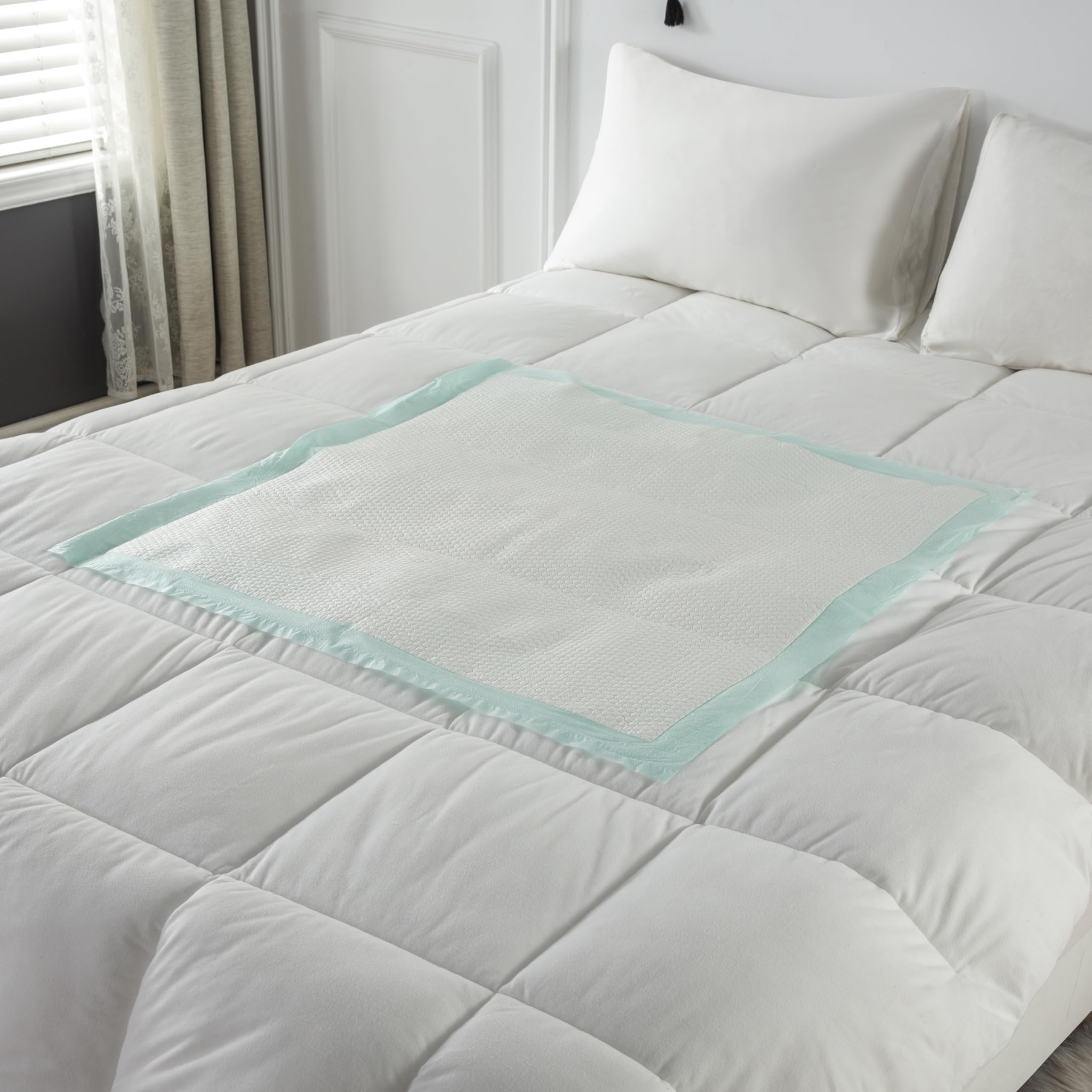 WenBags Paquete de 50 almohadillas de cama desechables de 36 x 36 pulgadas para incontinencia: extra grandes, absorbentes y resistentes, para adultos, niños, ancianos y cachorros, protección de