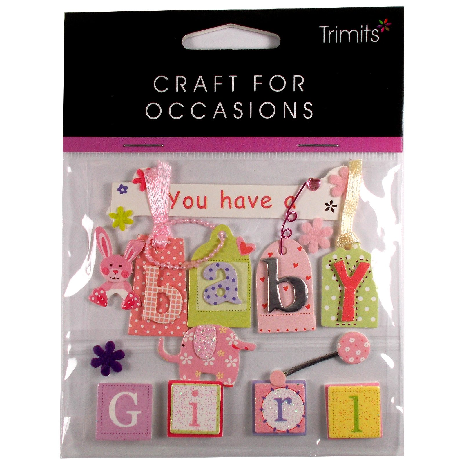 Craft For Occasions Women's Pink You Have A Baby Girl Self Adhesive Card Toppers