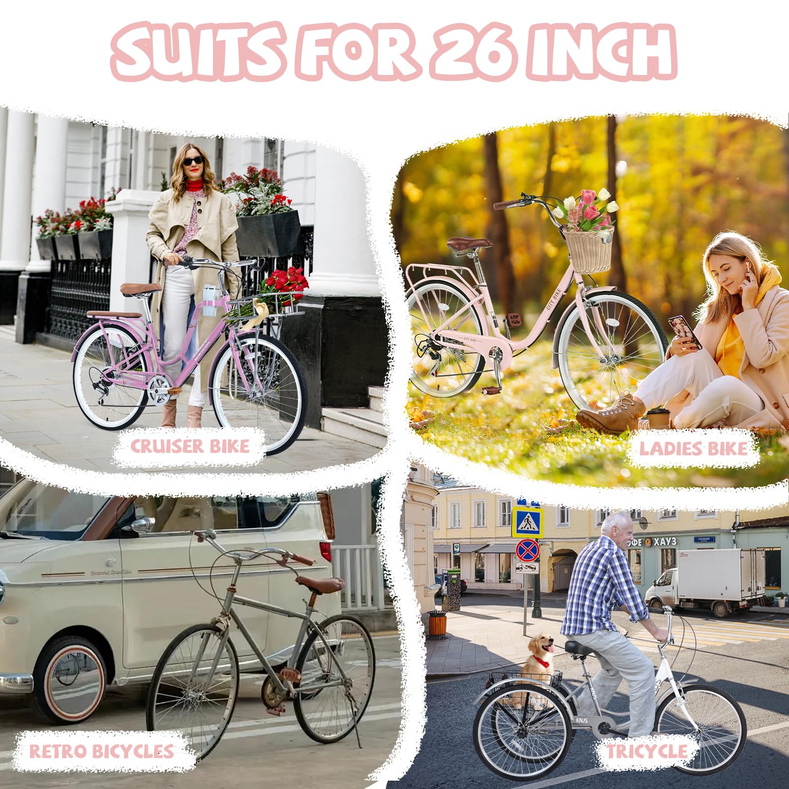 MEGHNA Pneu de vélo 26 pouces 26 x 1,75 (44-559) + 2 chambres à air AV48 mm + 2 démonte-pneus – Kit de pneus de vélo pour vélo de ville, VTT, vélo de trekking, vélo jeune, vélo pliant