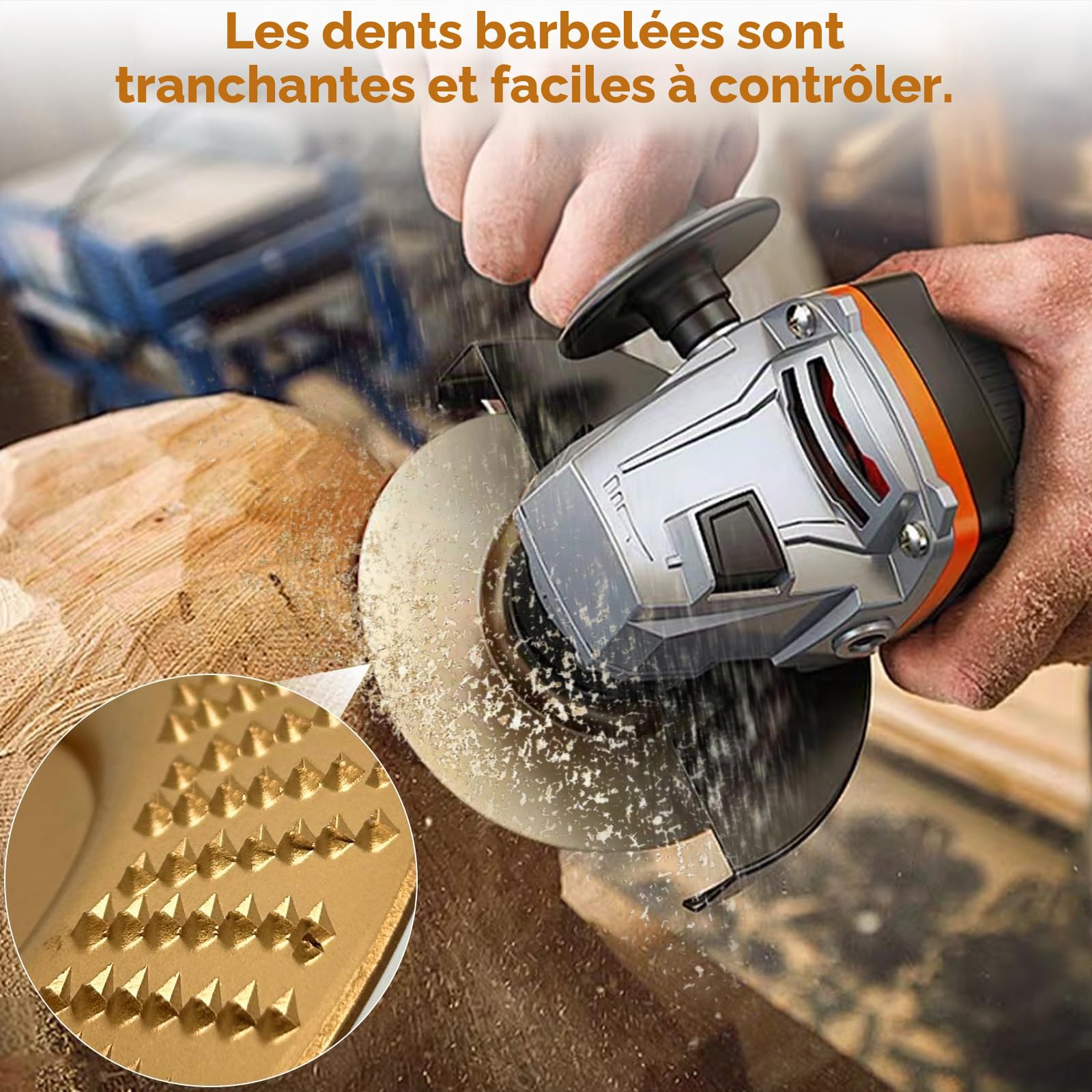 3 pièces de disques abrasifs pour bois de 125 mm, diamètre intérieur 22 mm, ensemble de disques pour meuleuse d’angle, disque de sculpture en bois, accessoires pour meuleuse d’angle, fraise pour bois