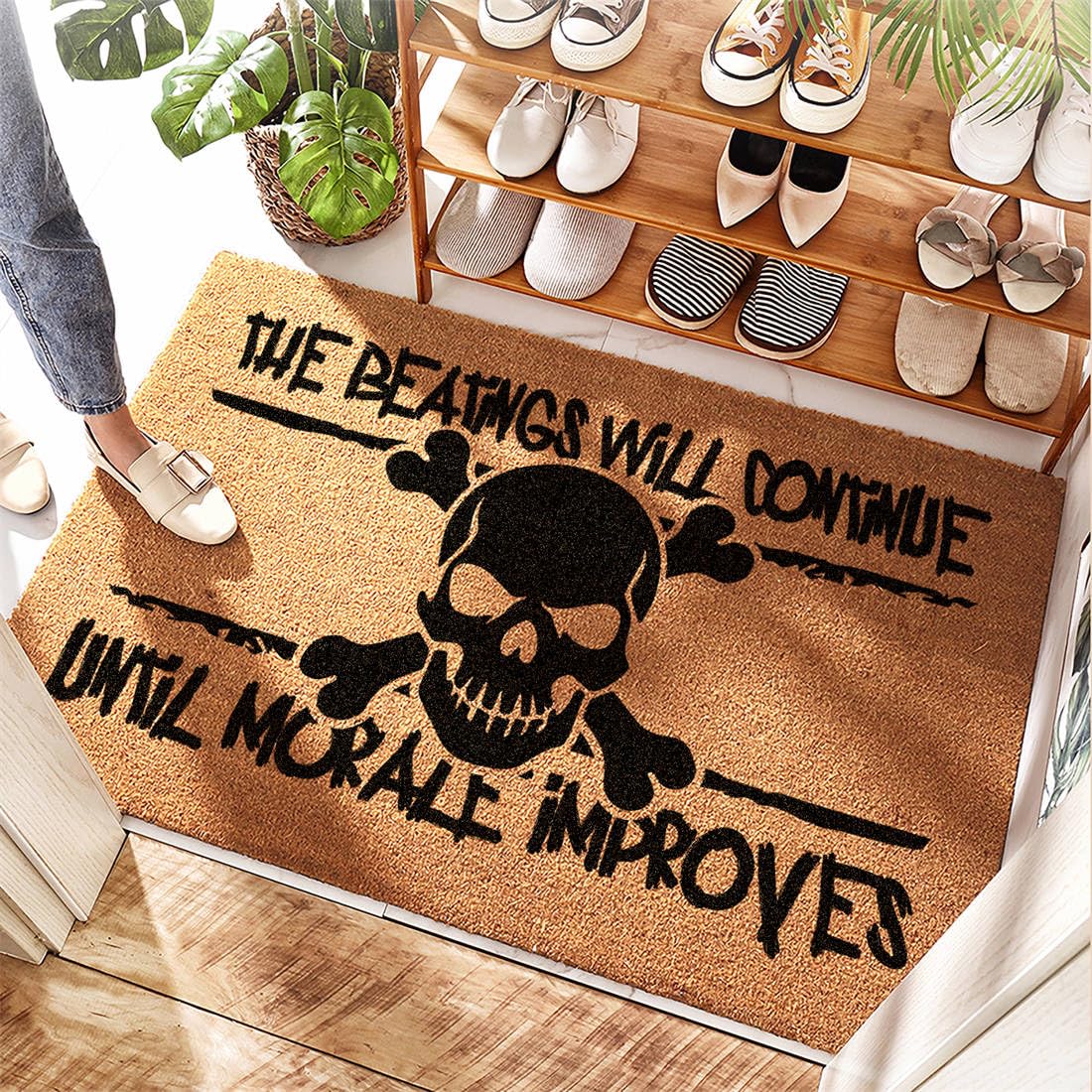 Tapis de porte d'entrée coco au message humoristique pour égayer le quotidien de votre maison