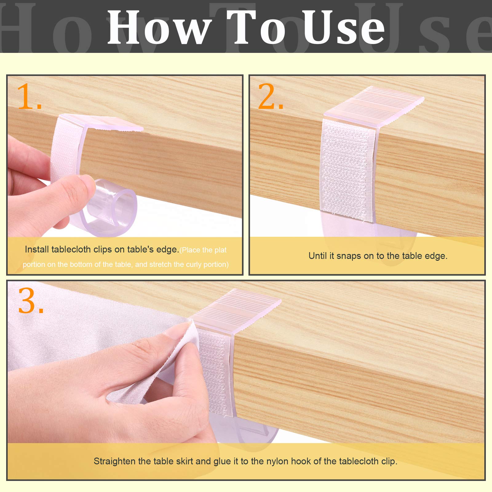 30 clips para zócalo de mesa, clips para mesa de 4,5 a 3,5 cm, con gancho y bucle, ideales para eventos en interiores y exteriores, bodas, reuniones, fiestas, pícnics, banquetes