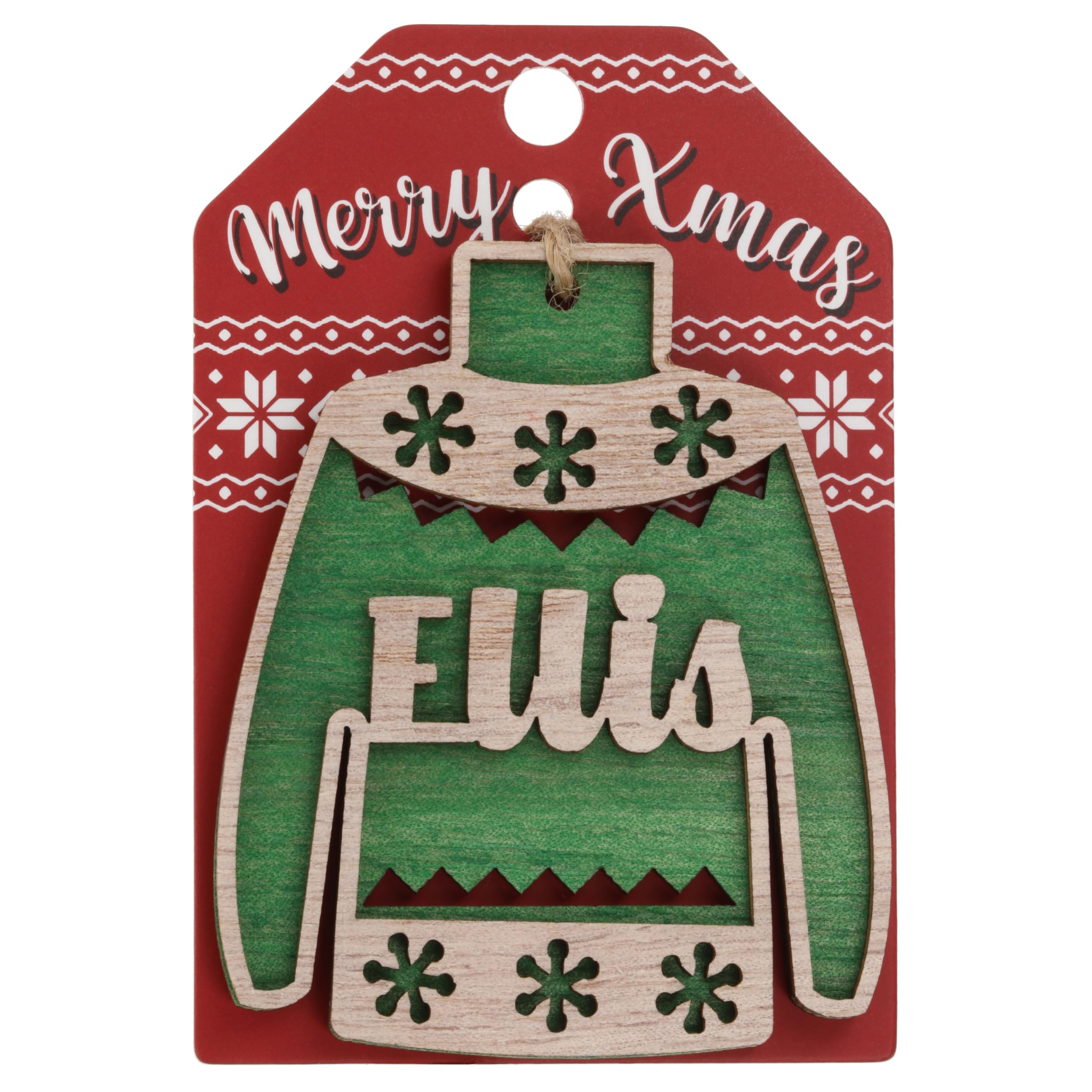 Stands Out, Supplying Outstanding Gifts Ellis Name Christmas Jumper Wooden Tree Decoration Personalised Bauble Xmas Green